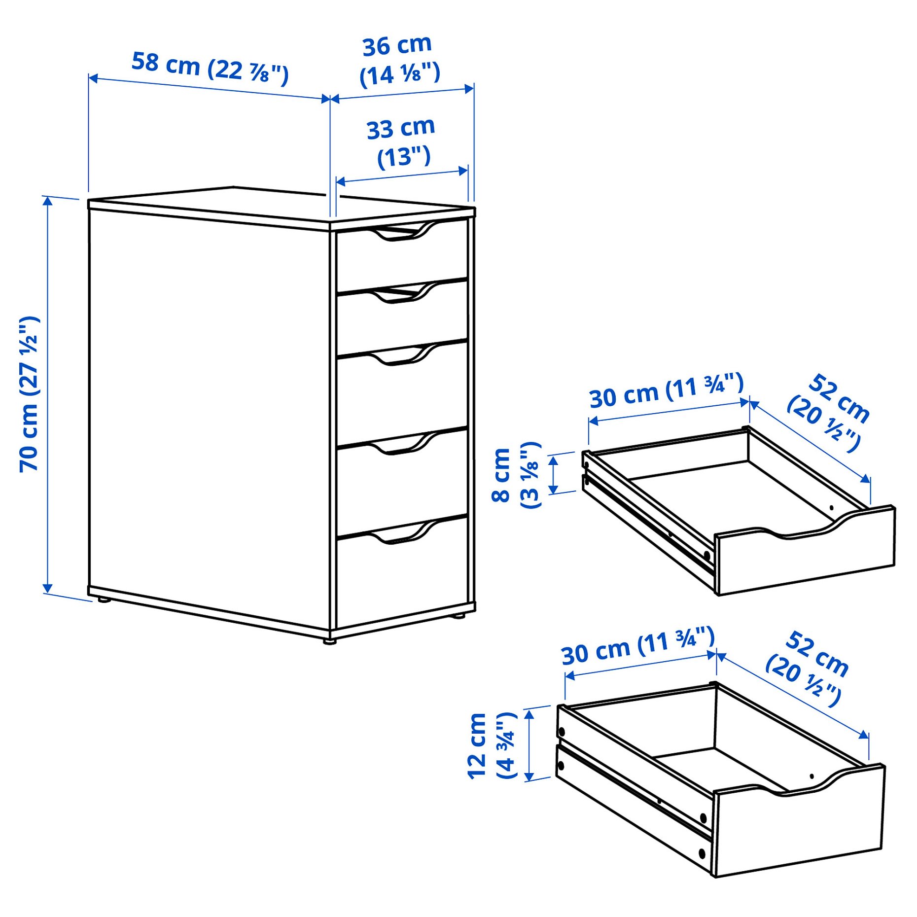 ALEX, drawer unit, 36x70 cm, 005.904.75
