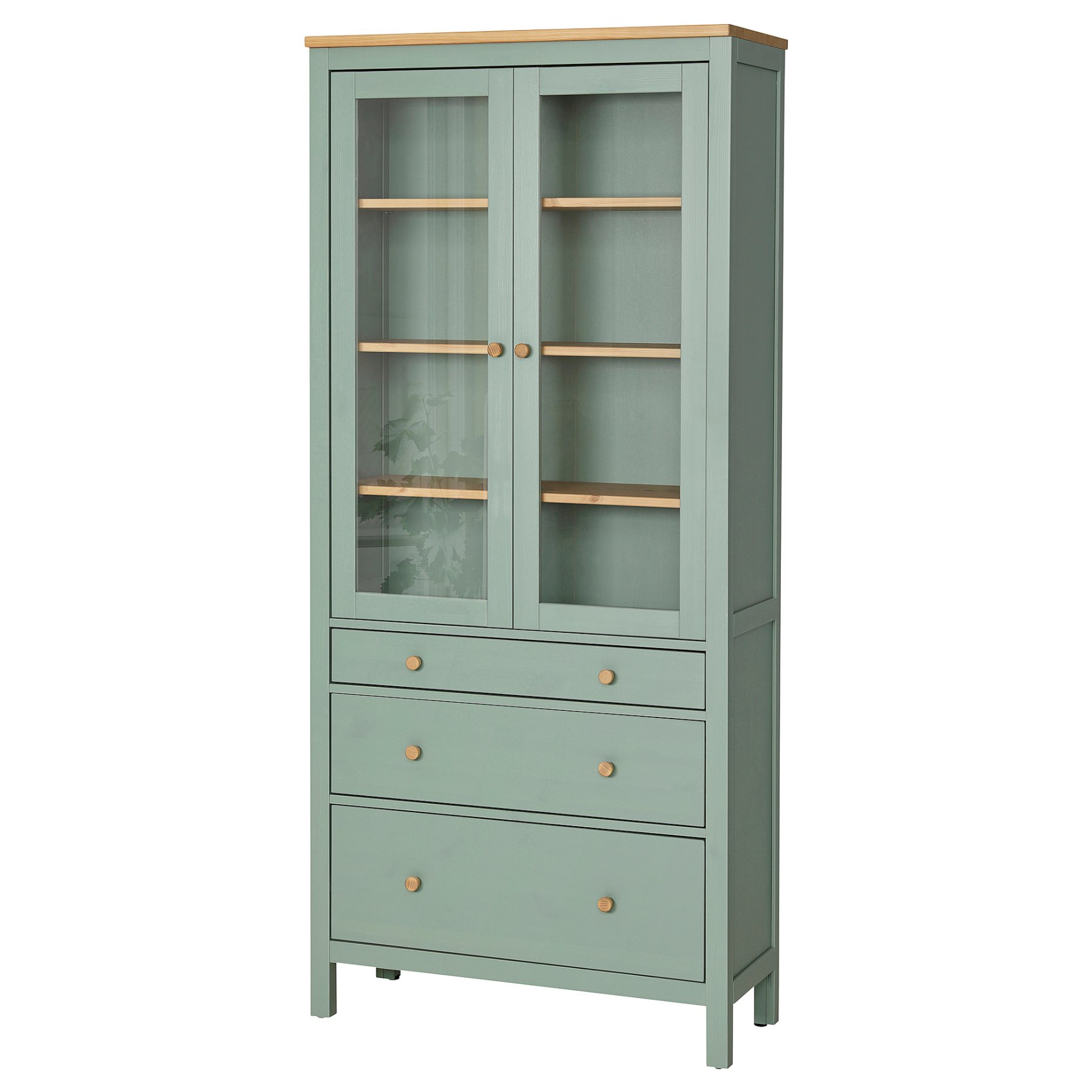 HEMNES, glass-door cabinet with 3 drawers, 90x197 cm, 005.961.61