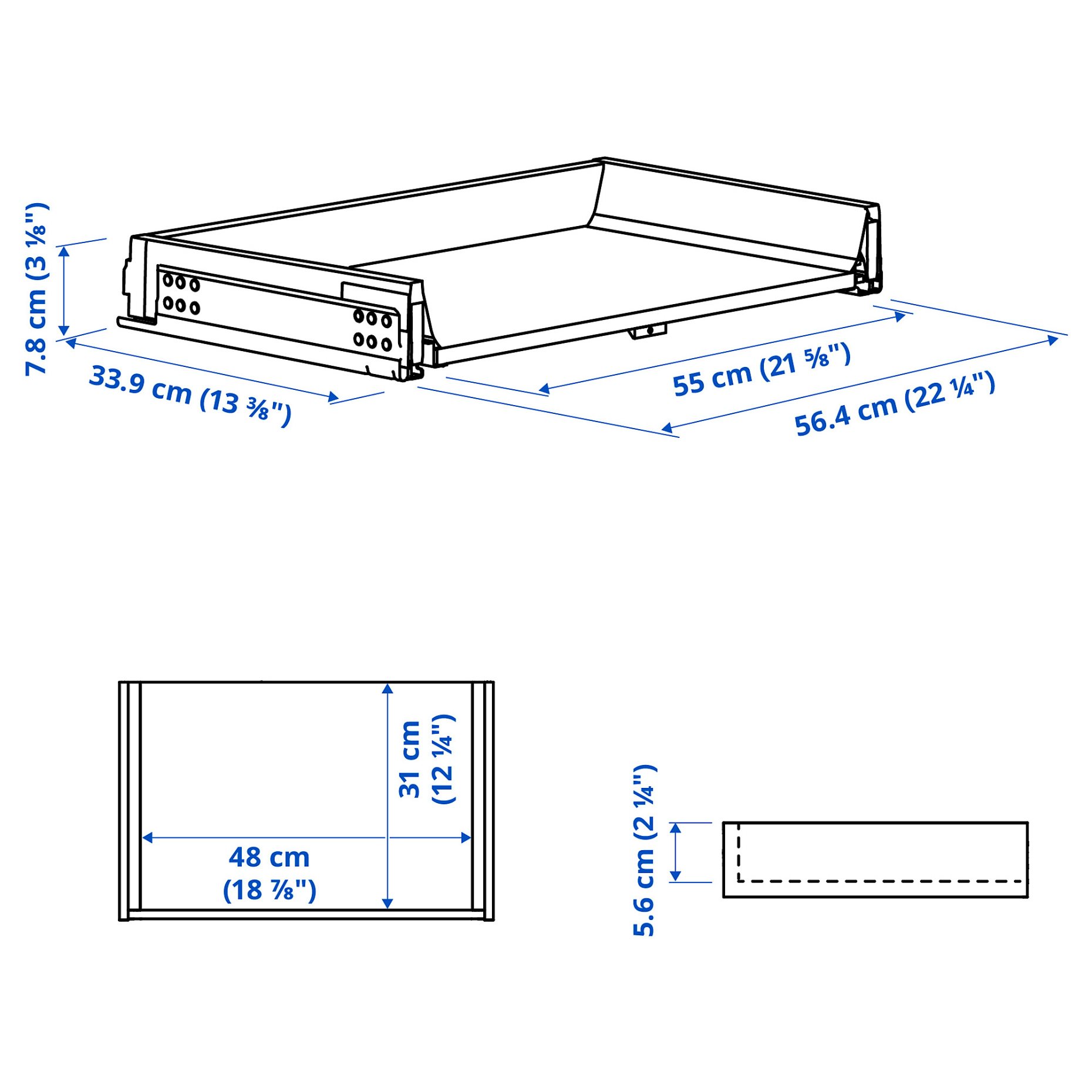KNIVSHULT, συρτάρι χαμηλό, 60x37 cm, 006.006.67
