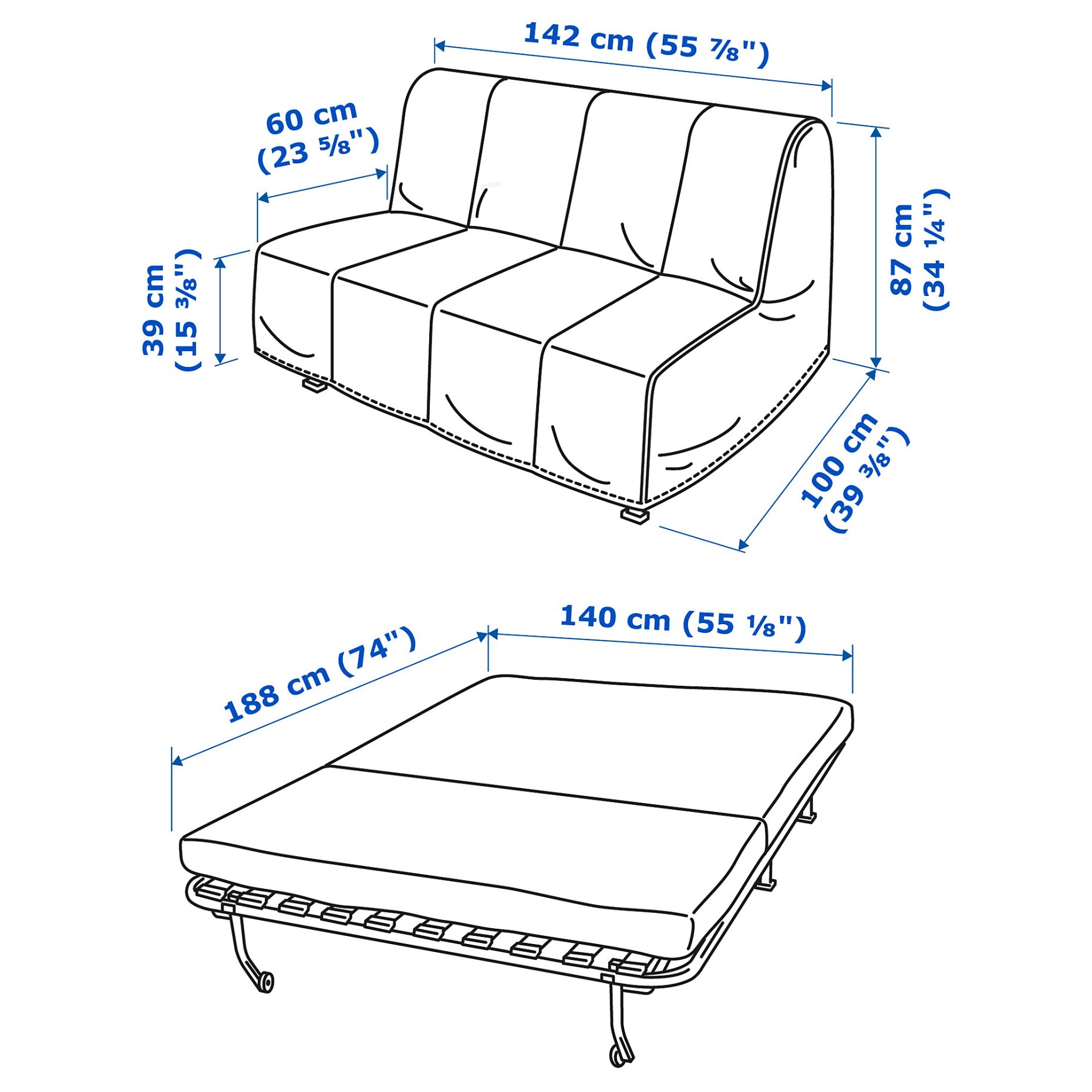 LYCKSELE LOVAS, 2-seat sofa-bed, 093.871.44