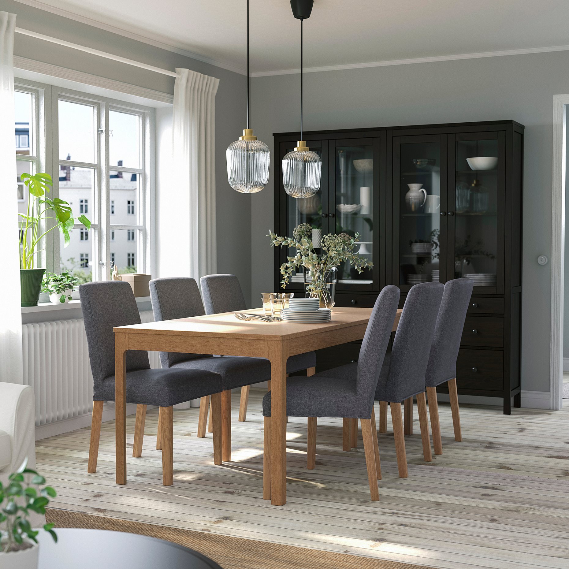 EKEDALEN/BERGMUND, τραπέζι και 6 καρέκλες, 180/240 cm, 094.084.86