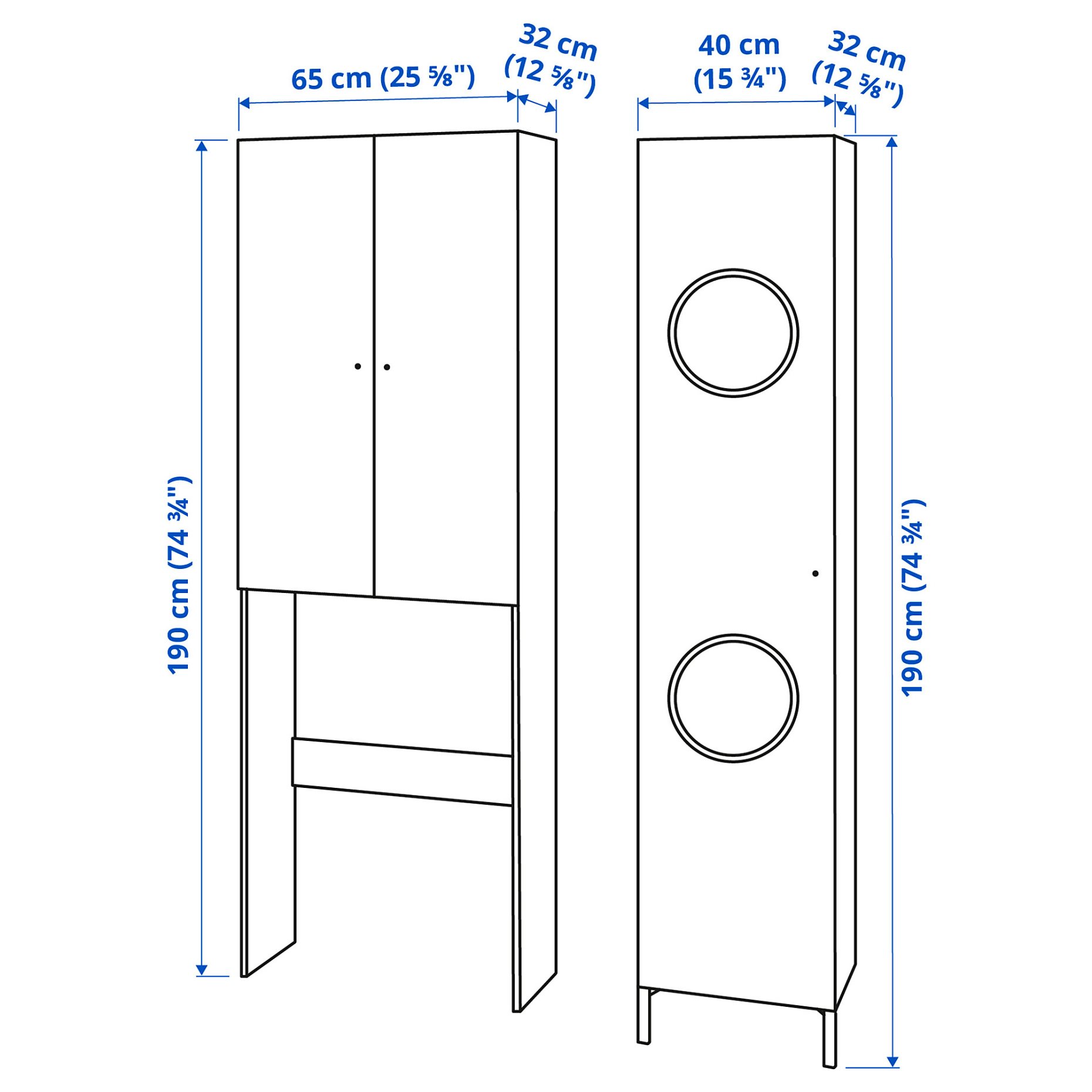 NYSJÖN, σύνθεση αποθήκευσης για χώρο πλυντήριου, 105x32x190 cm, 094.159.53