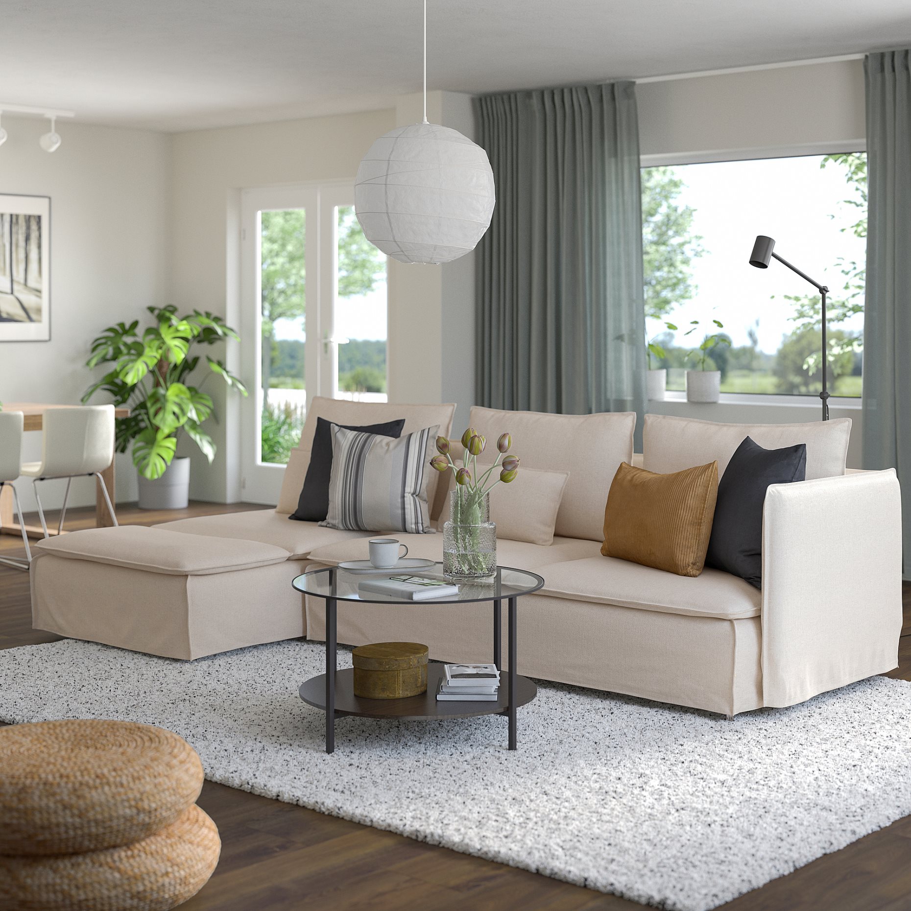 SÖDERHAMN, 4-seat sofa with chaise longue and open end, 094.421.50