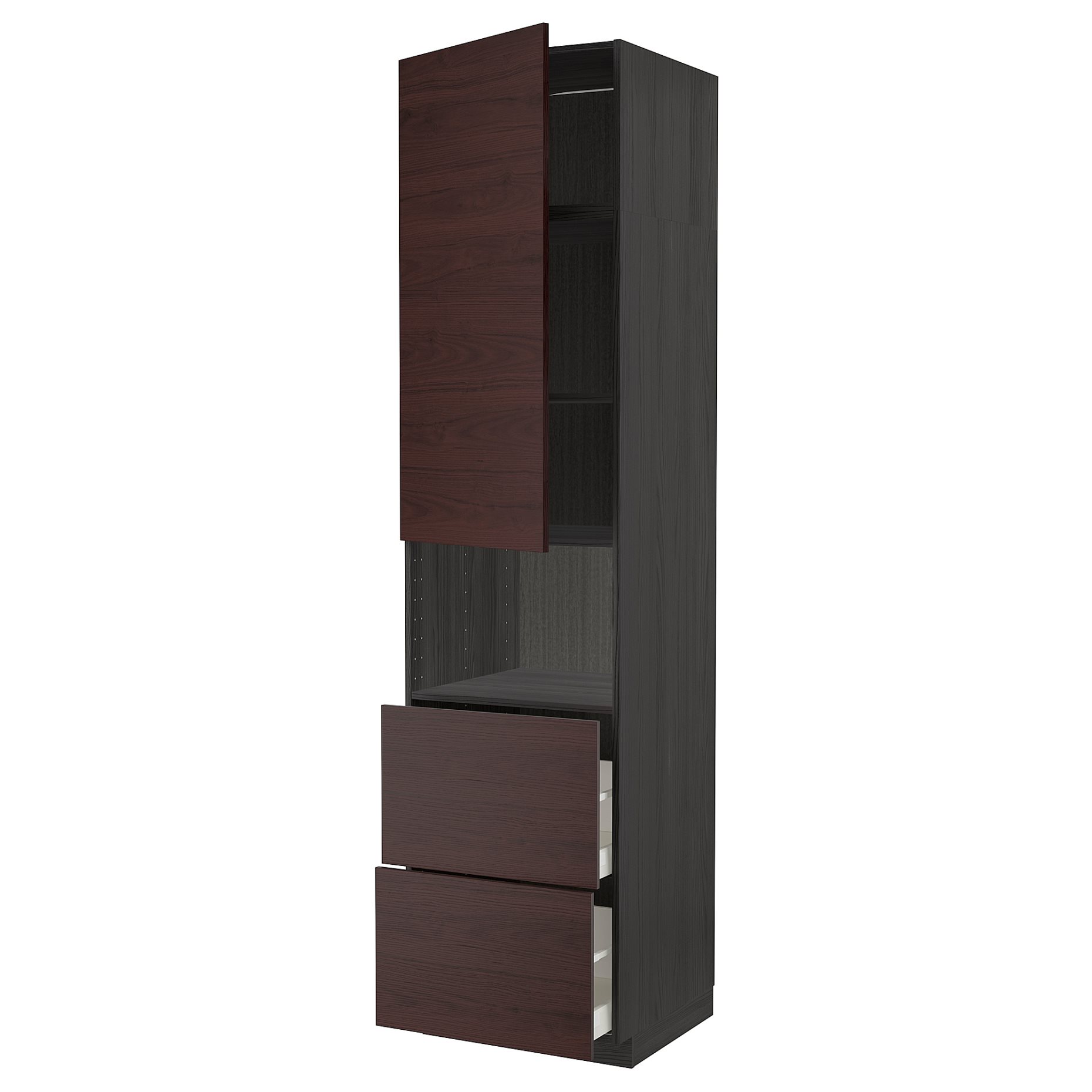 METOD/MAXIMERA, ψηλό ντουλάπι για φούρνο μικρoκυμάτων με πόρτα/2 συρτάρια, 60x60x240 cm, 094.603.99