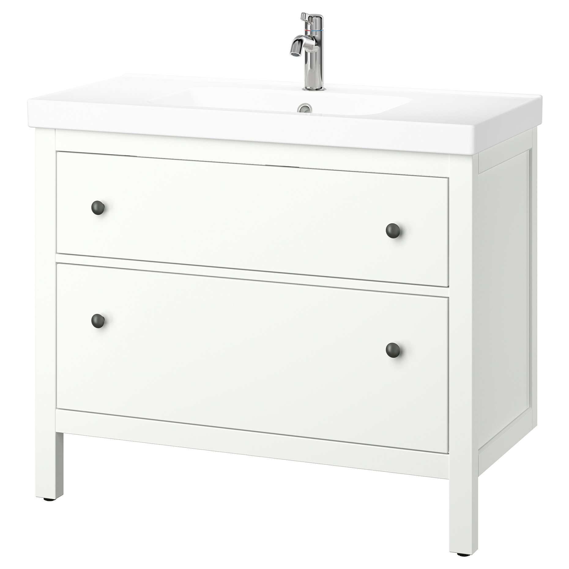 HEMNES/ORRSJON, βάση νιπτήρα με συρτάρια/νιπτήρα/μπαταρία, 102x49x89 cm, 095.468.07