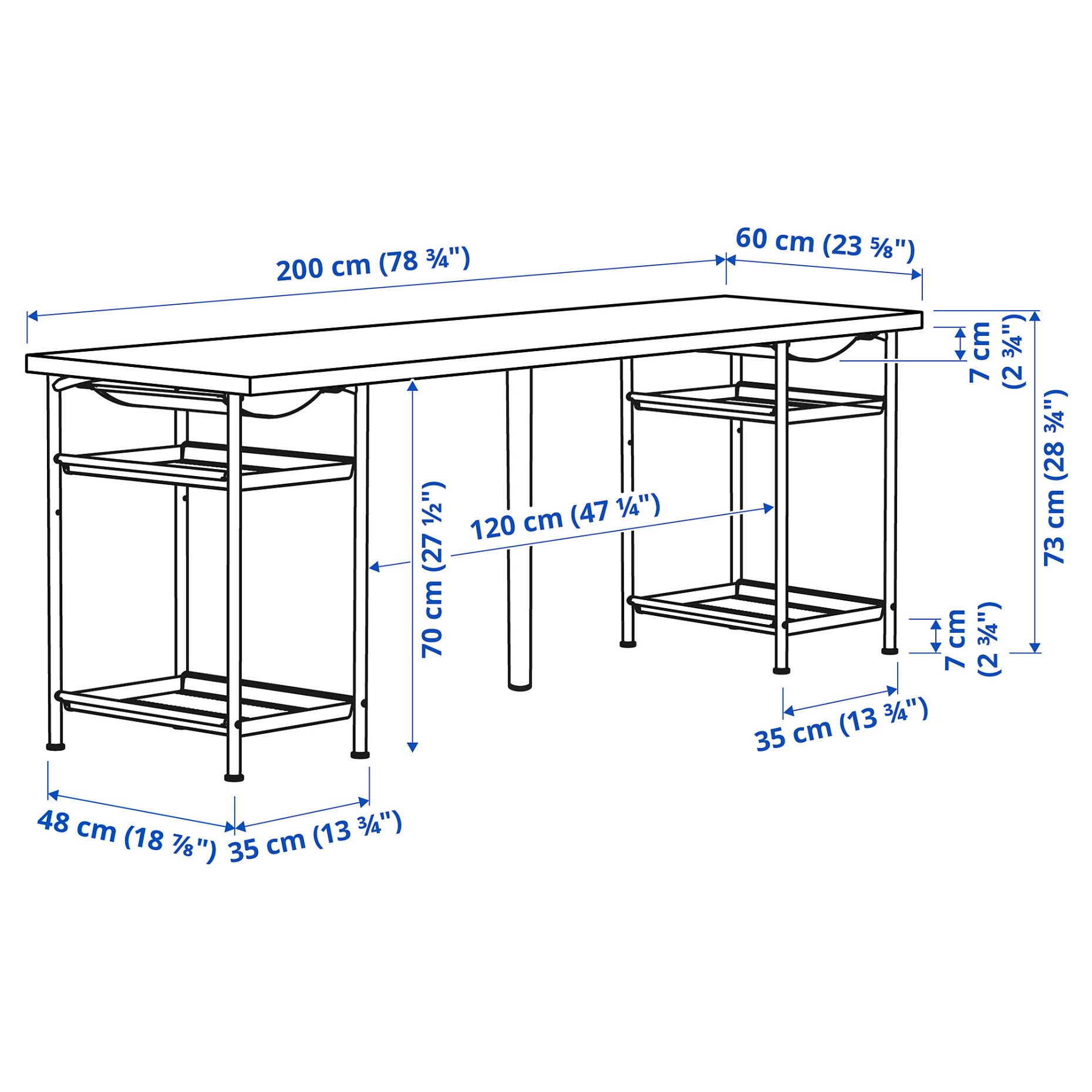 LAGKAPTEN/SPAND, desk, 200x60 cm, 095.685.40