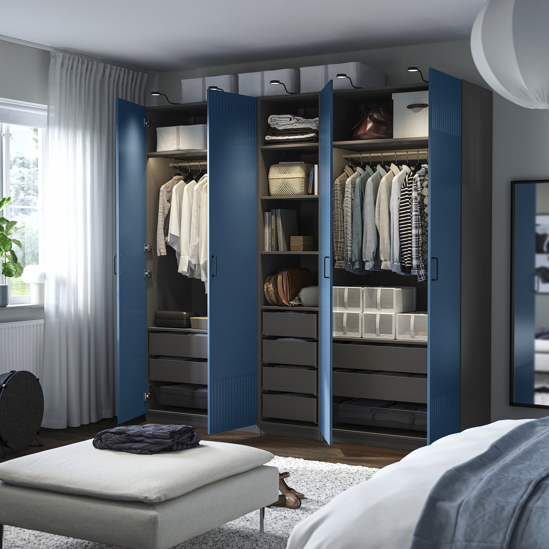 PAX/FYRUDDEN, wardrobe combination, 250x60x236 cm, 095.817.49
