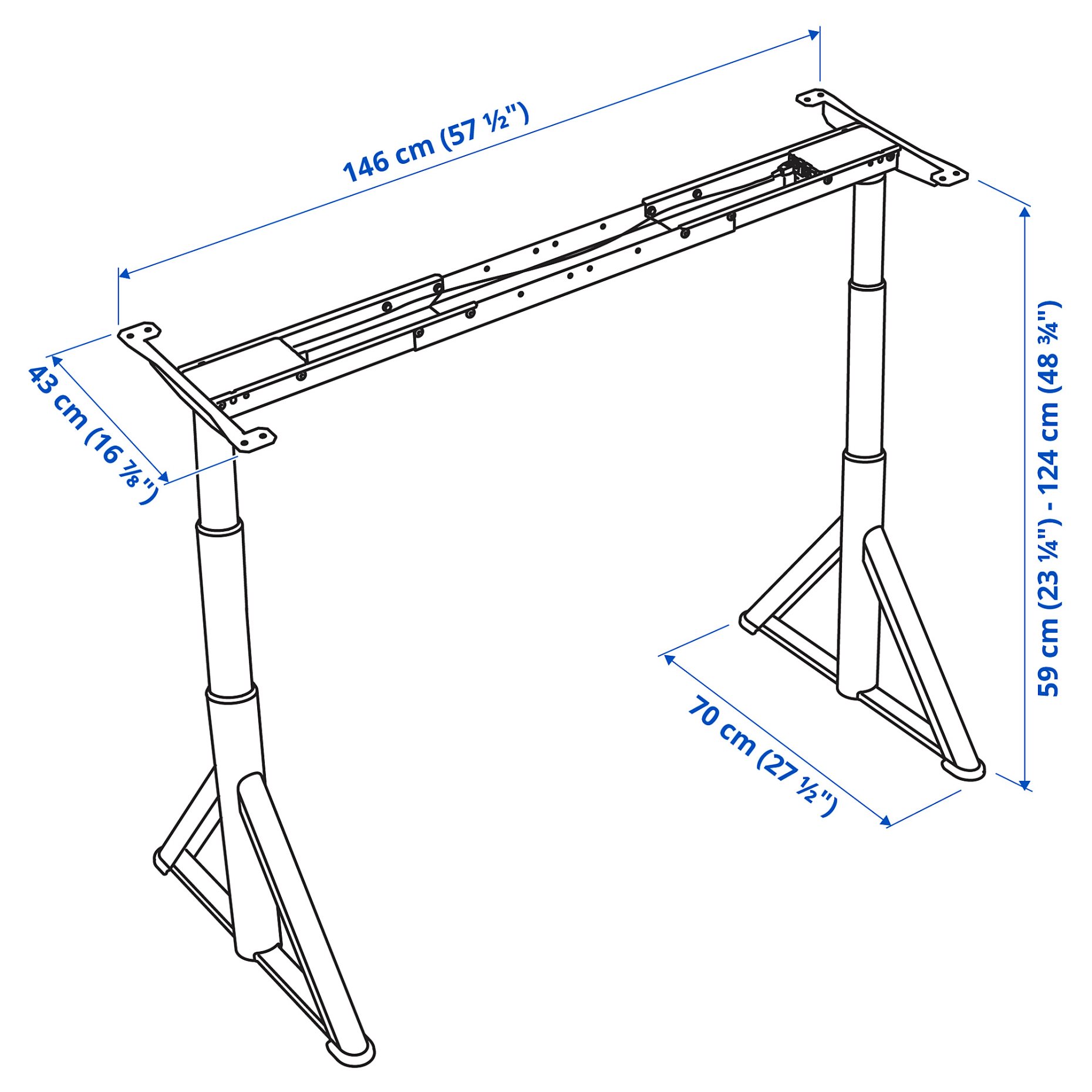 IDÅSEN, underframe sit/stand for table top, electrical, 104.121.71