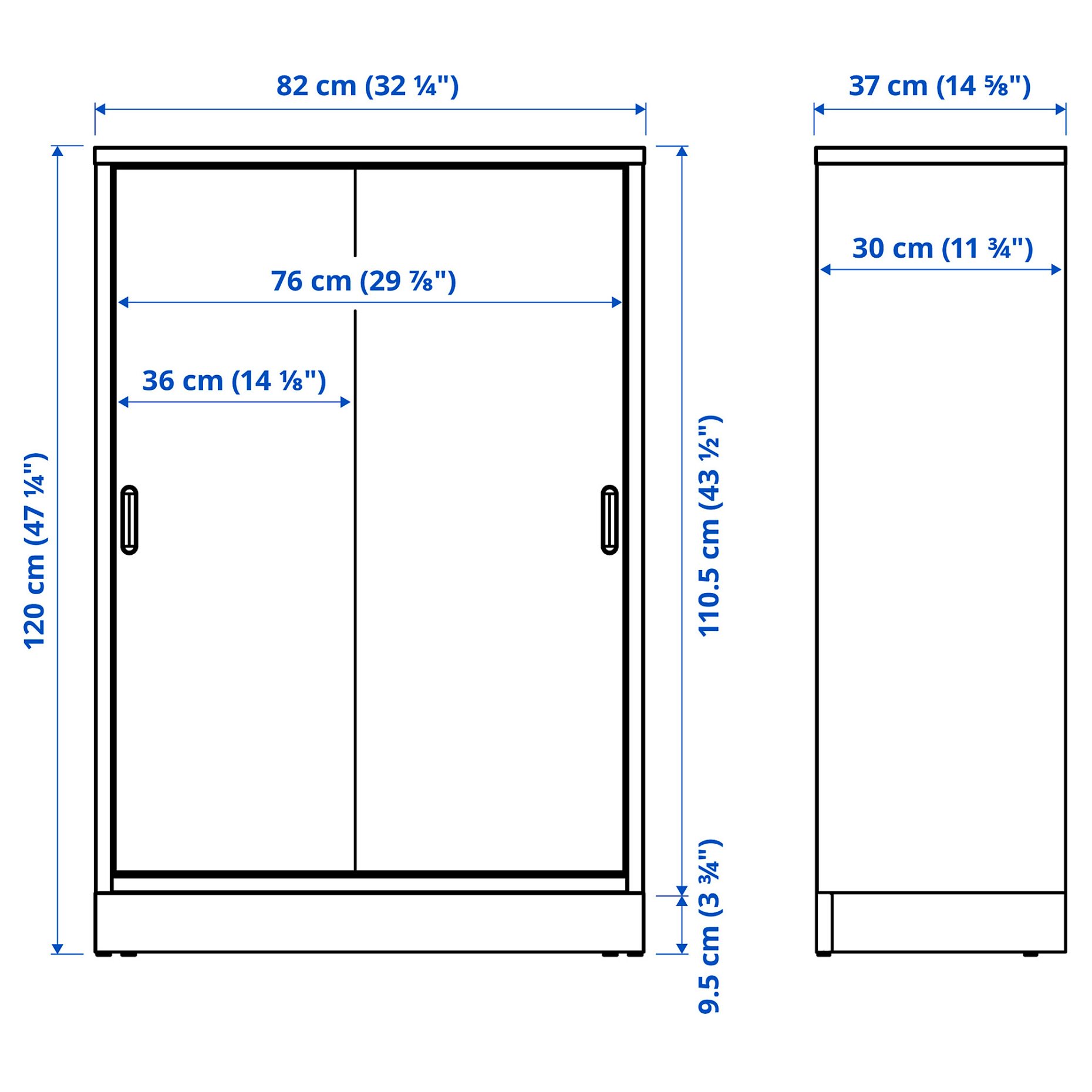 TONSTAD, ντουλάπι με συρόμενες πόρτες, 82x37x120 cm, 104.892.31