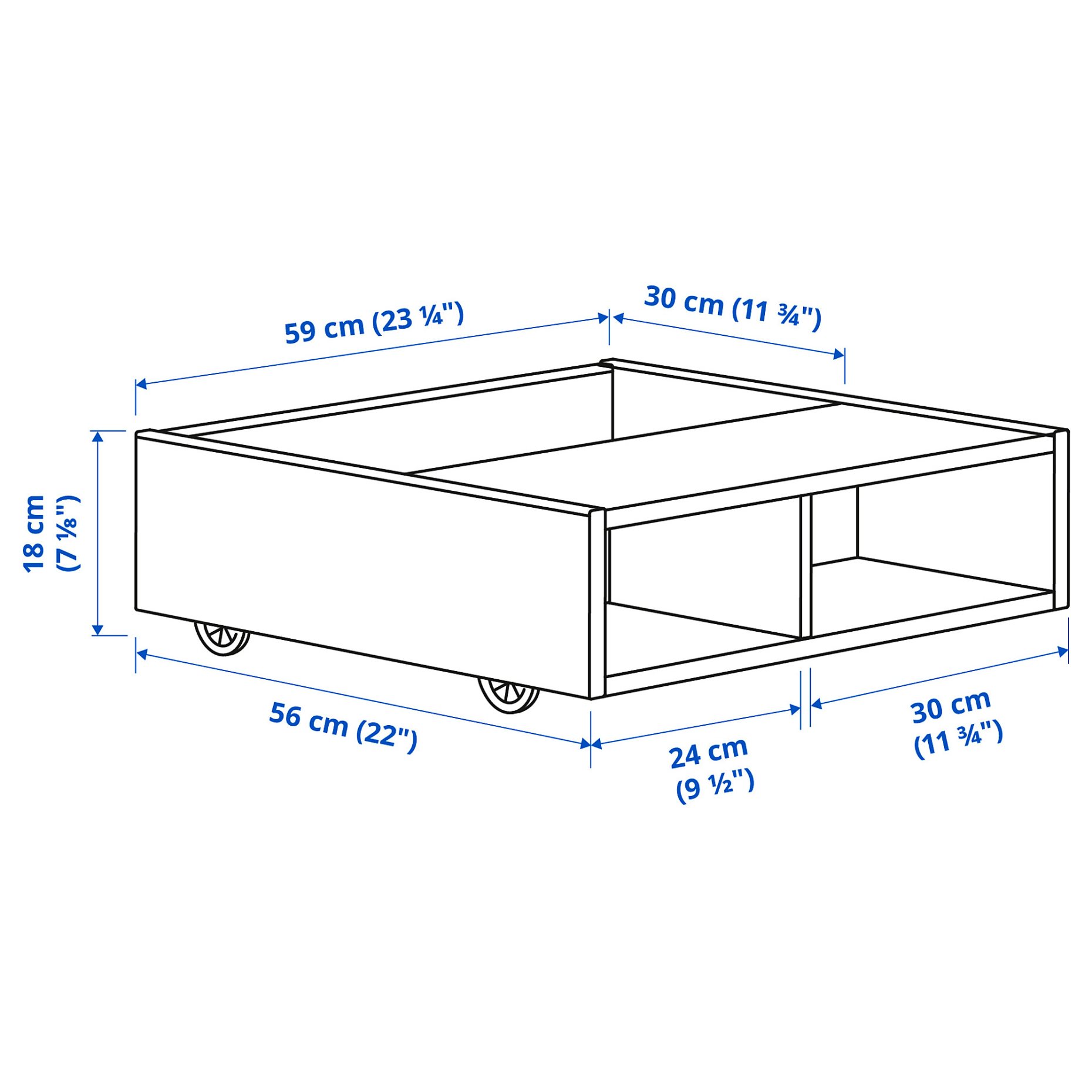 FREDVANG, underbed storage/bedside table, 59x56 cm, 104.936.38