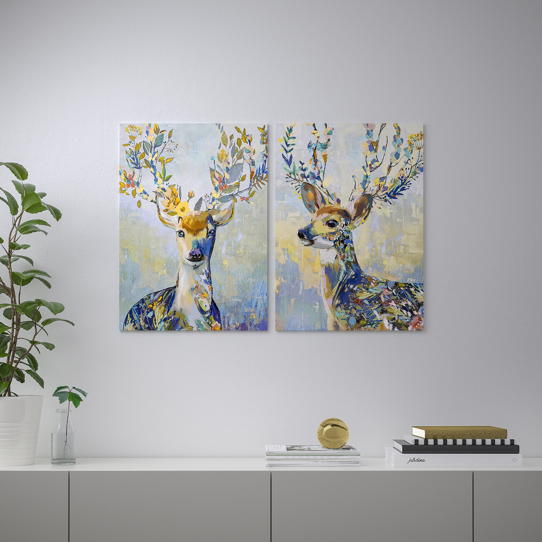 PJÄTTERYD, picture/colourful reindeer, 50x70 cm, 105.180.40