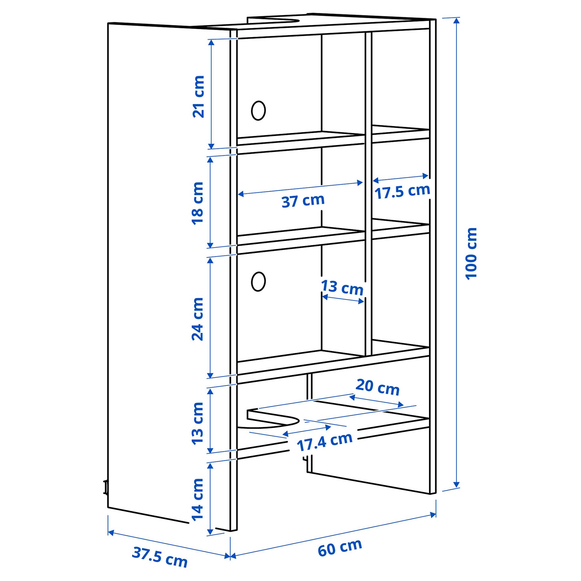 METOD, wall cabinet frame for built in extractor hood, 60x37x100 cm, 105.476.41