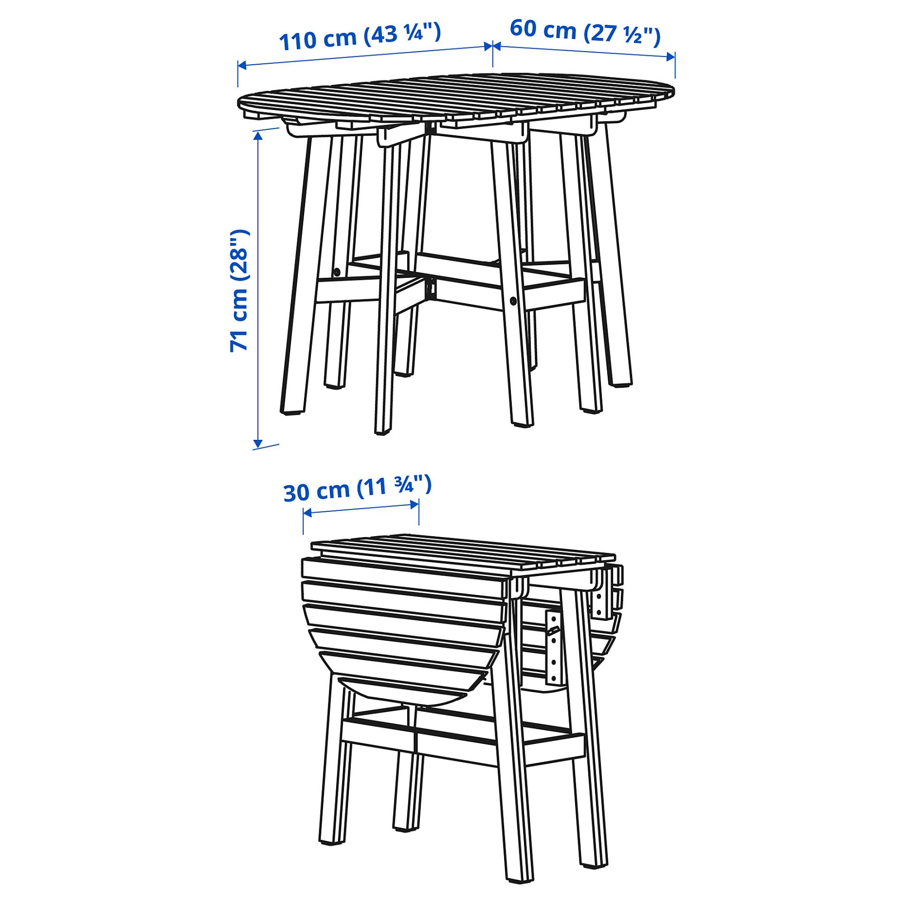 ASKHOLMEN, πτυσσόμενο τραπέζι/εξωτερικού χώρου, 30-110 cm, 105.575.26