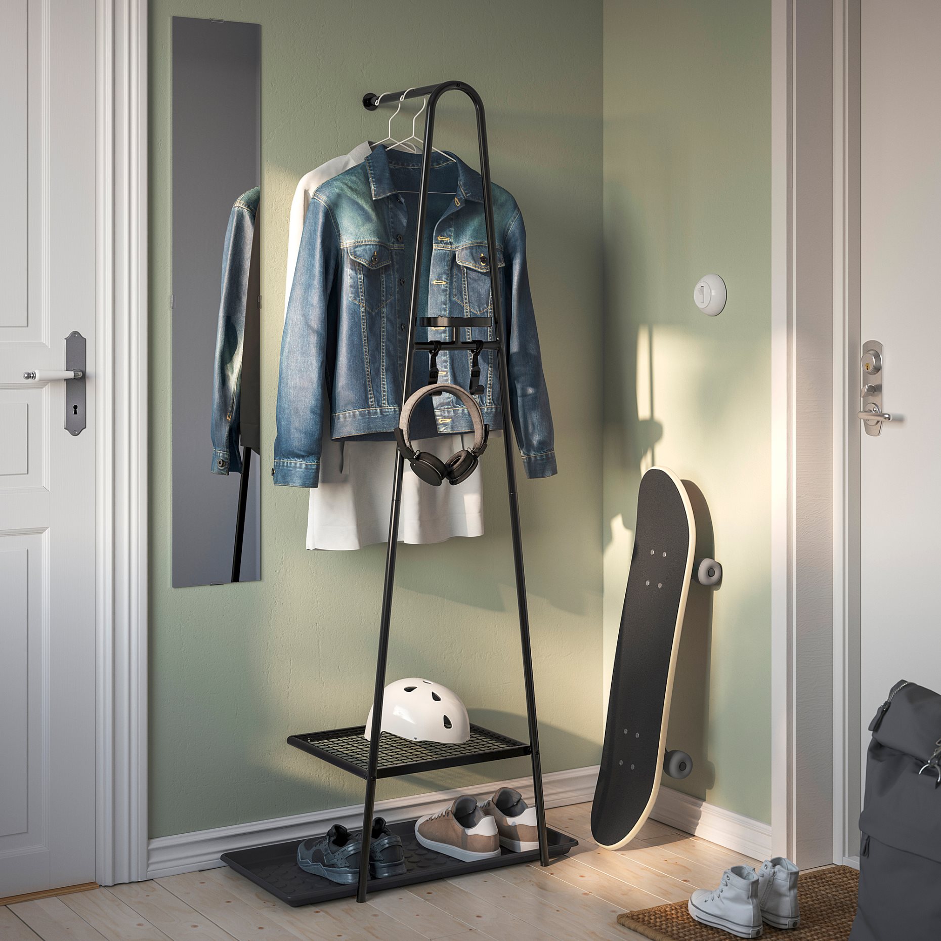 ÄLGANÄS, clothes rack with shoe storage, 46x39x166 cm, 105.858.88