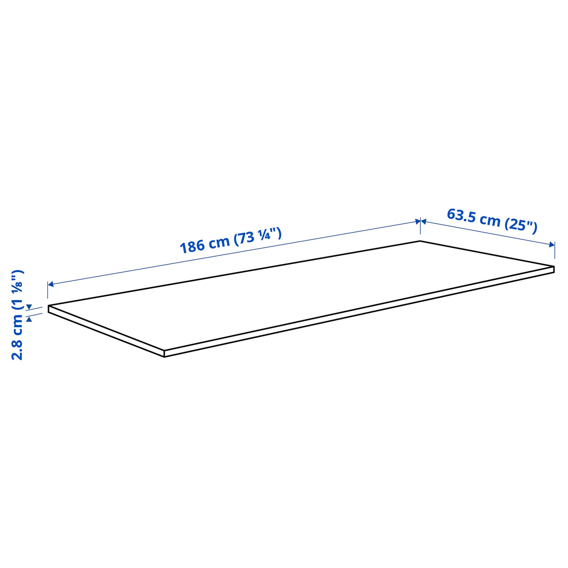 EKBACKEN, worktop, 186x2.8 cm, 105.896.74