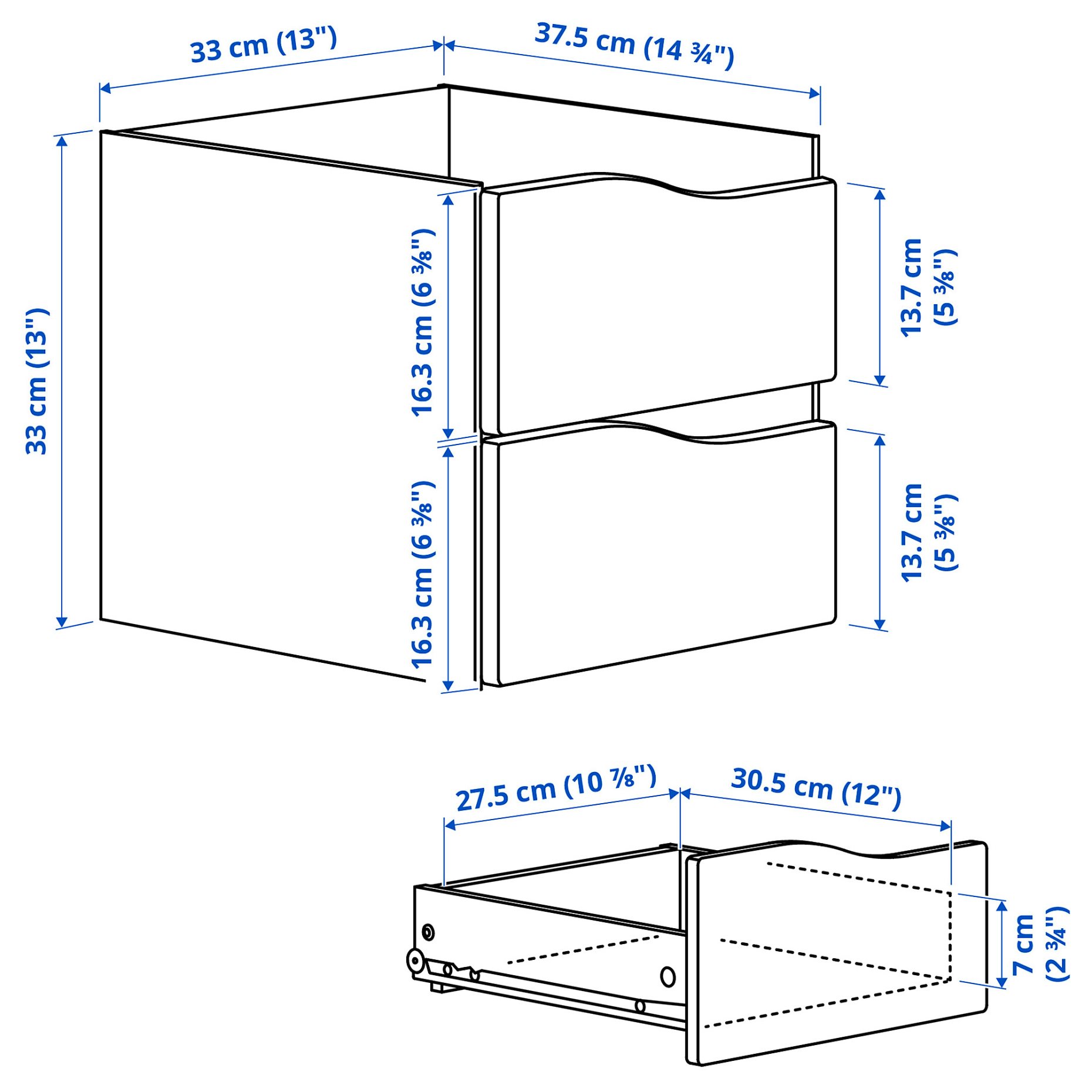 KALLAX, ένθετο με 2 συρτάρια, 33x33 cm, 105.928.03