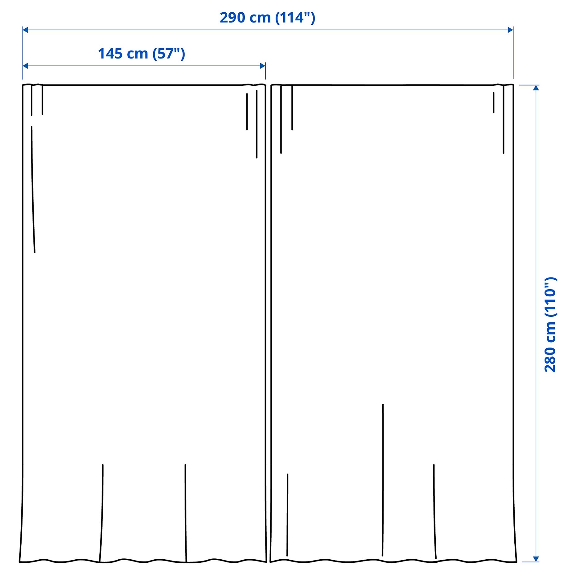 BERGNEJLIKA, net curtains with heading tape 1 pair, 145x280 cm, 106.299.86