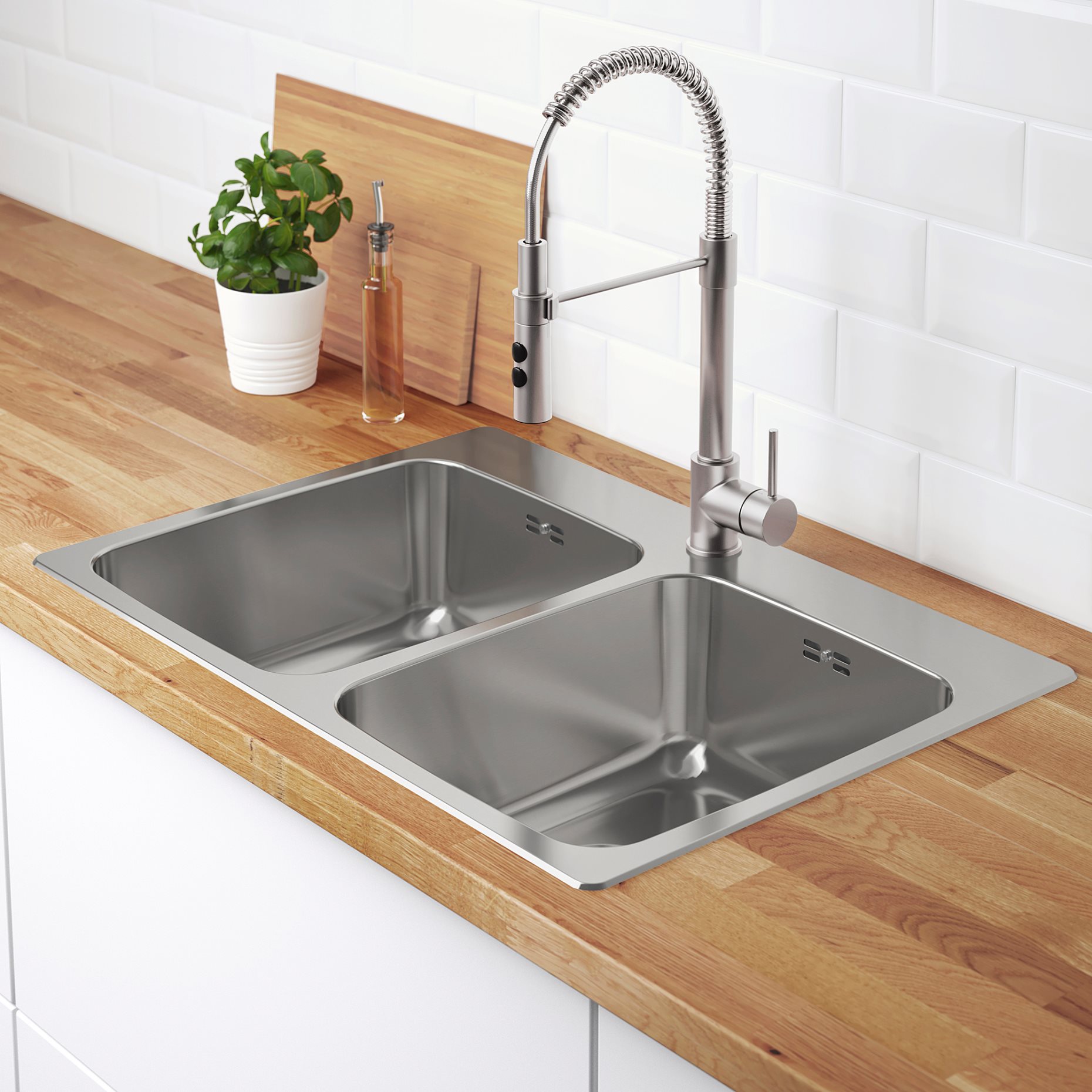 LÅNGUDDEN, inset sink 2 bowls, 75x53 cm, 191.574.87