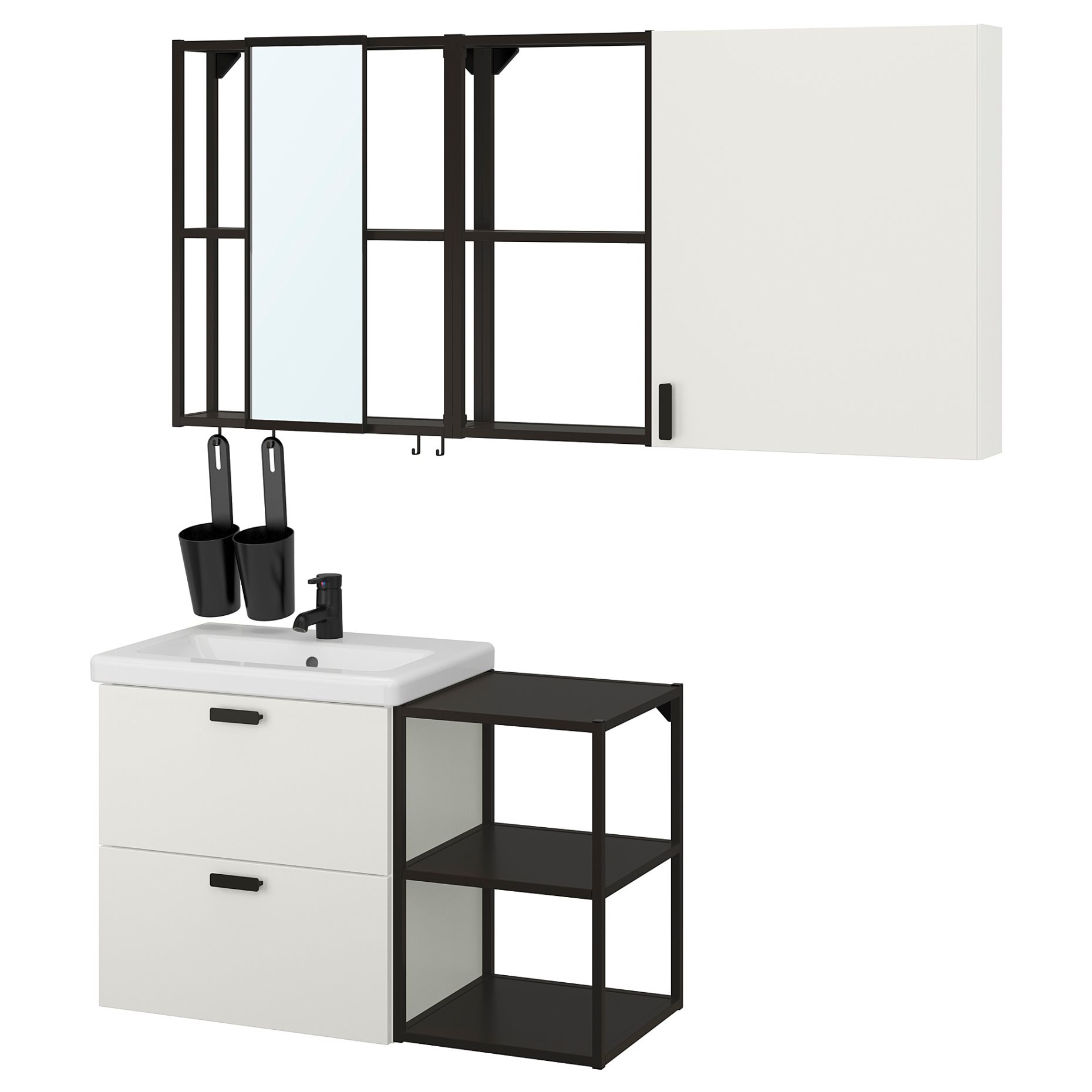ENHET/TVALLEN, bathroom furniture set of 18, 102x43x65 cm, 194.193.71