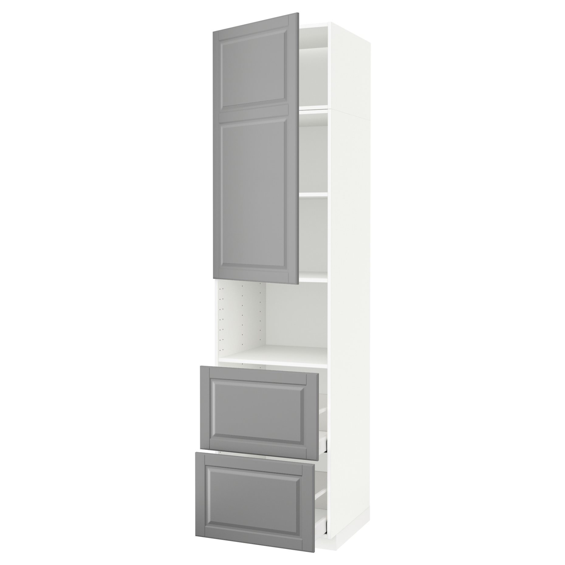 METOD/MAXIMERA, high cabinet for microwave with door/2 drawers, 60x60x240 cm, 194.582.06