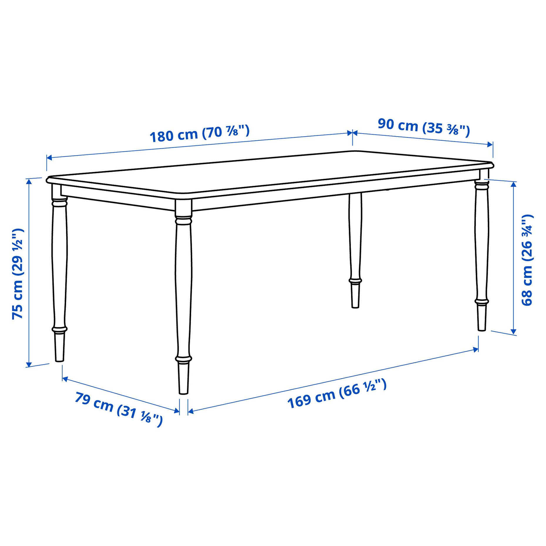 DANDERYD/DANDERYD, τραπέζι και 6 καρέκλες, 180x90 cm, 194.839.51