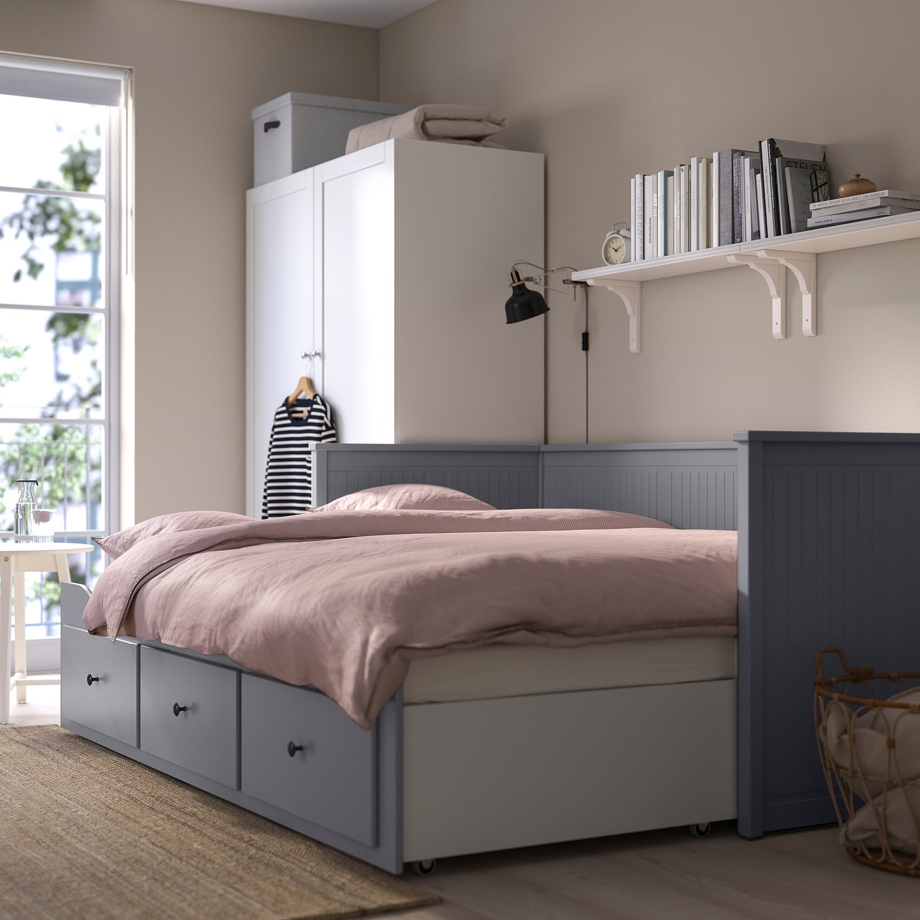 HEMNES, κρεβάτι επισκέπτη day bed 3 συρτάρια/2 στρώματα, 80x200 cm, 195.214.82