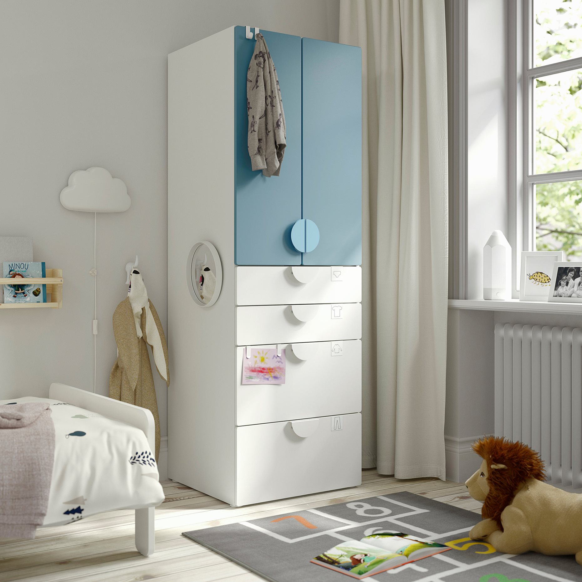 SMASTAD/PLATSA, wardrobe with 4 drawers, 60x57x181 cm, 195.465.38