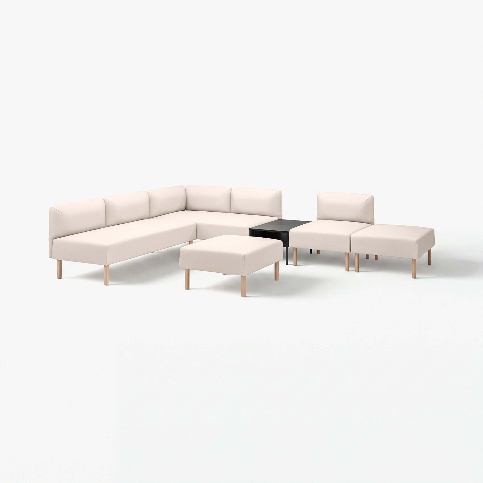 LILLEHEM, 6-seat modular sofa with side table, 195.710.47
