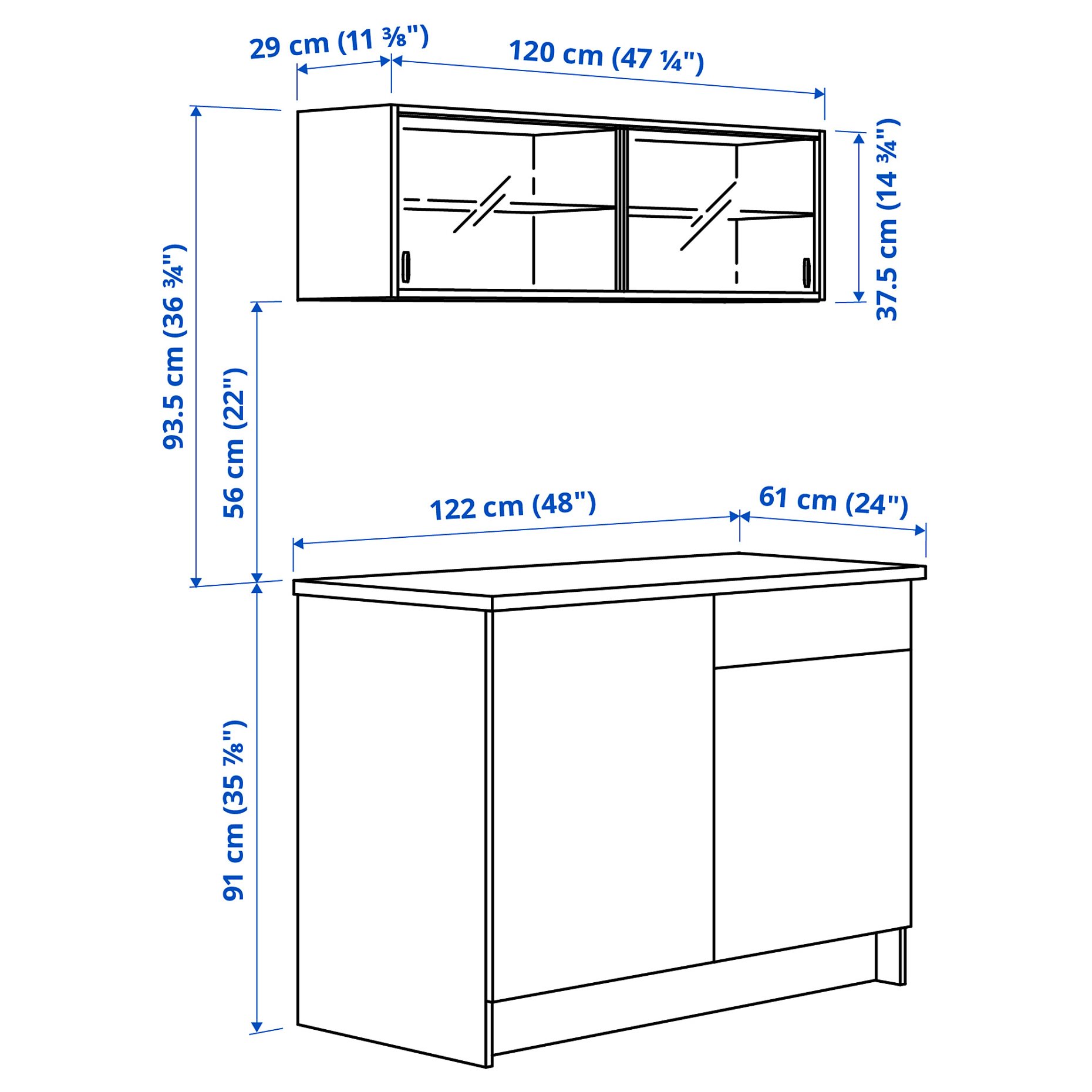 KNOXHULT, κουζίνα, 120x61x220 cm, 195.811.26