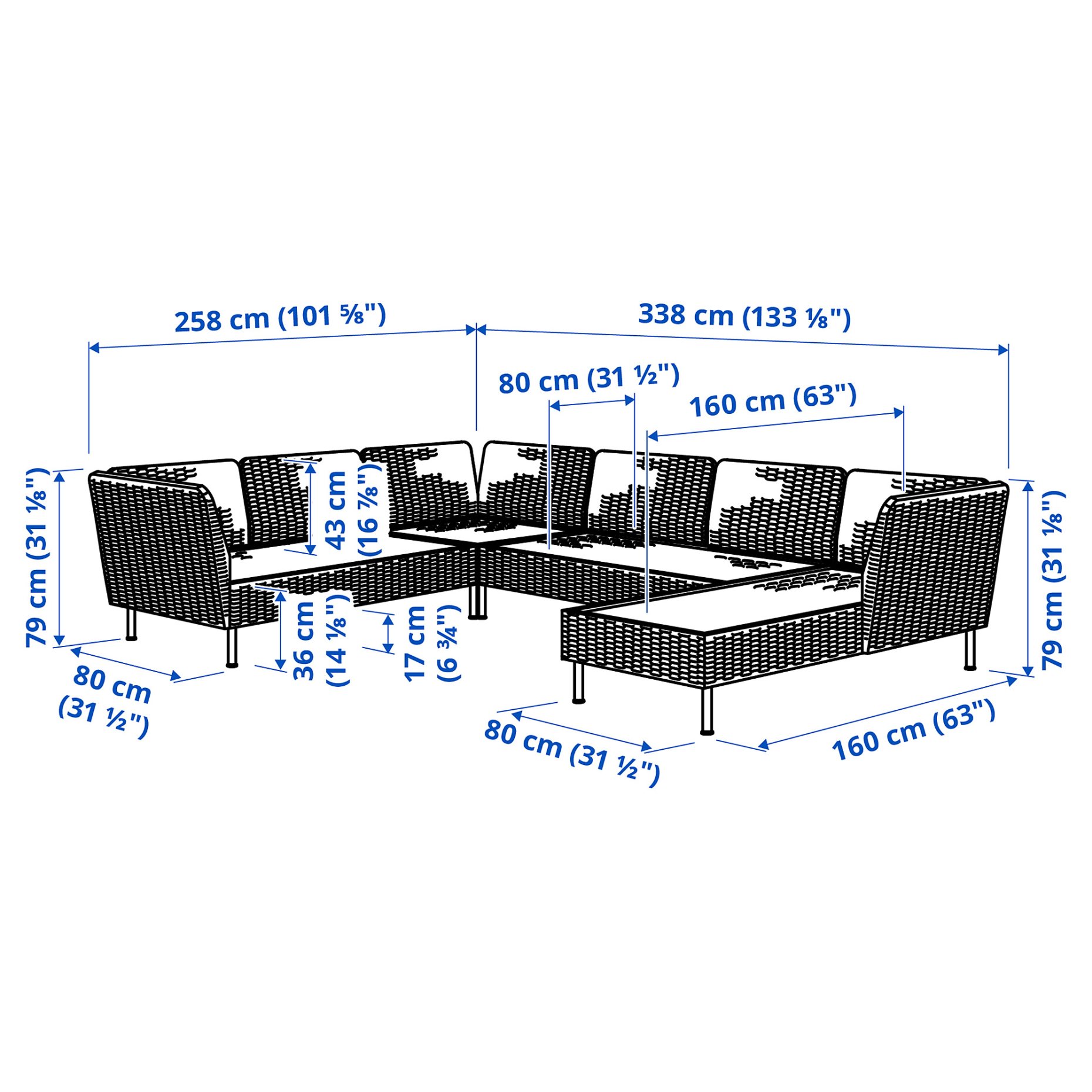VITTSKÄR, 5-seat modular corner sofa, outdoor, 195.912.48