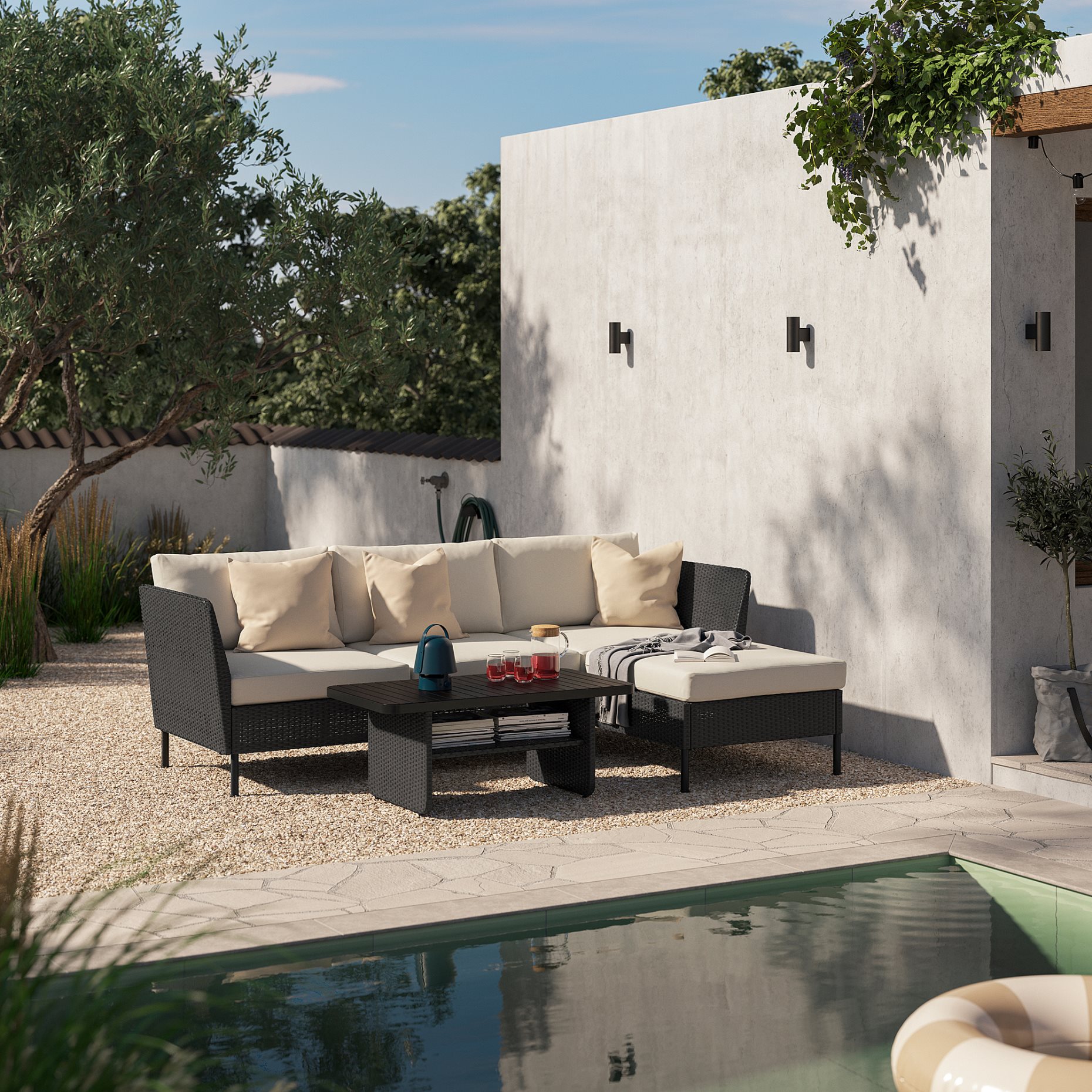 VITTSKÄR, 3-seat sofa with chaise longue and armrests, outdoor, 195.912.53
