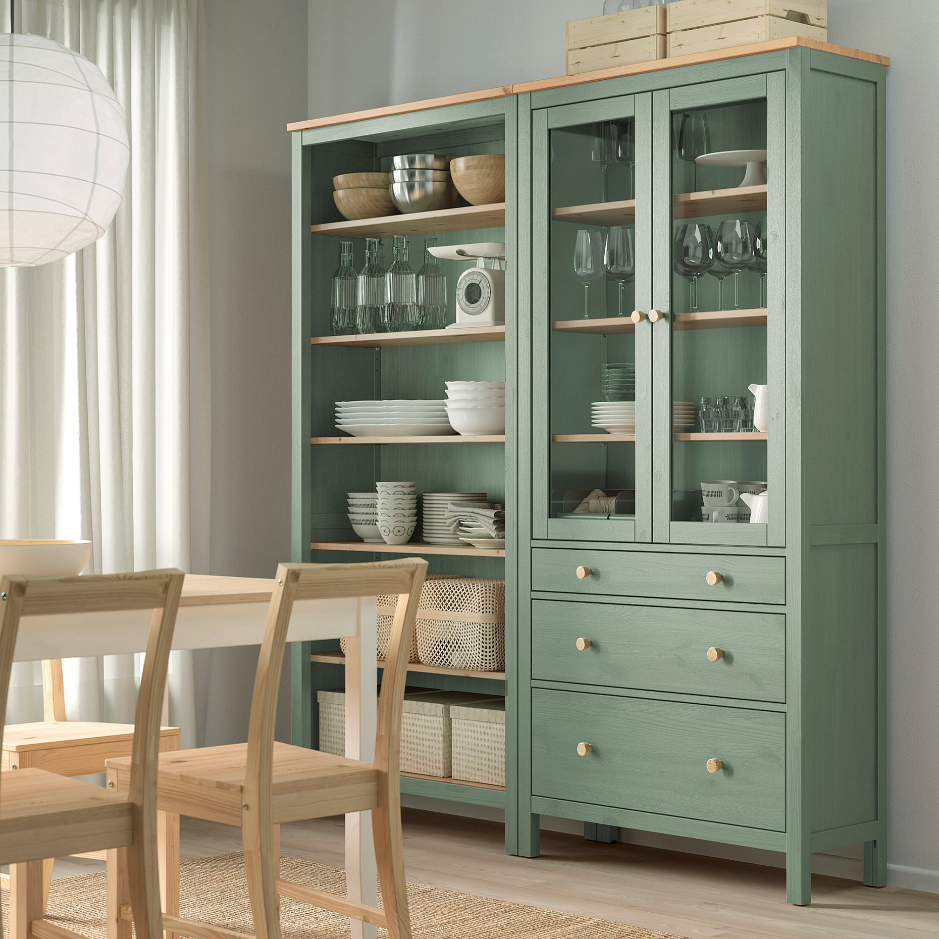 HEMNES, σύνθεση αποθήκευσης με πόρτες/συρτάρια, 180x197 cm, 196.023.41