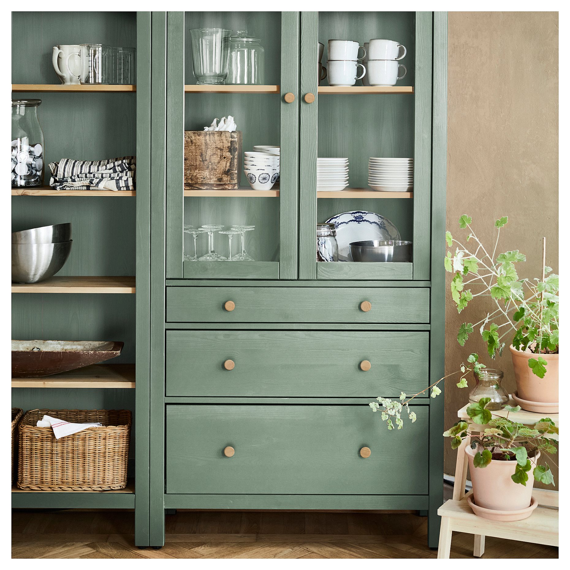 HEMNES, σύνθεση αποθήκευσης με πόρτες/συρτάρια, 180x197 cm, 196.023.41