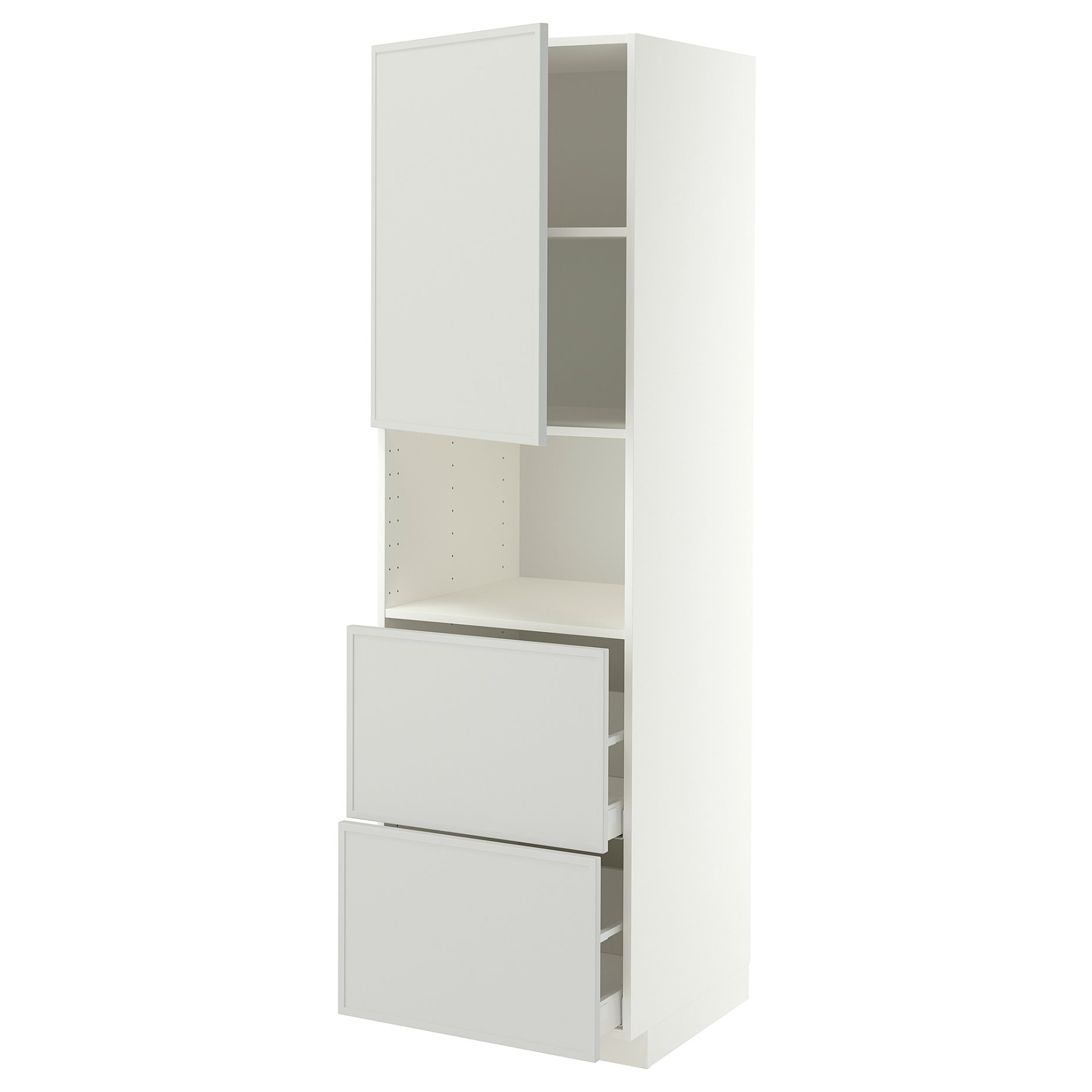 METOD, high cabinet for microwave with door/2 drawers, 60x60x200 cm, 196.062.78