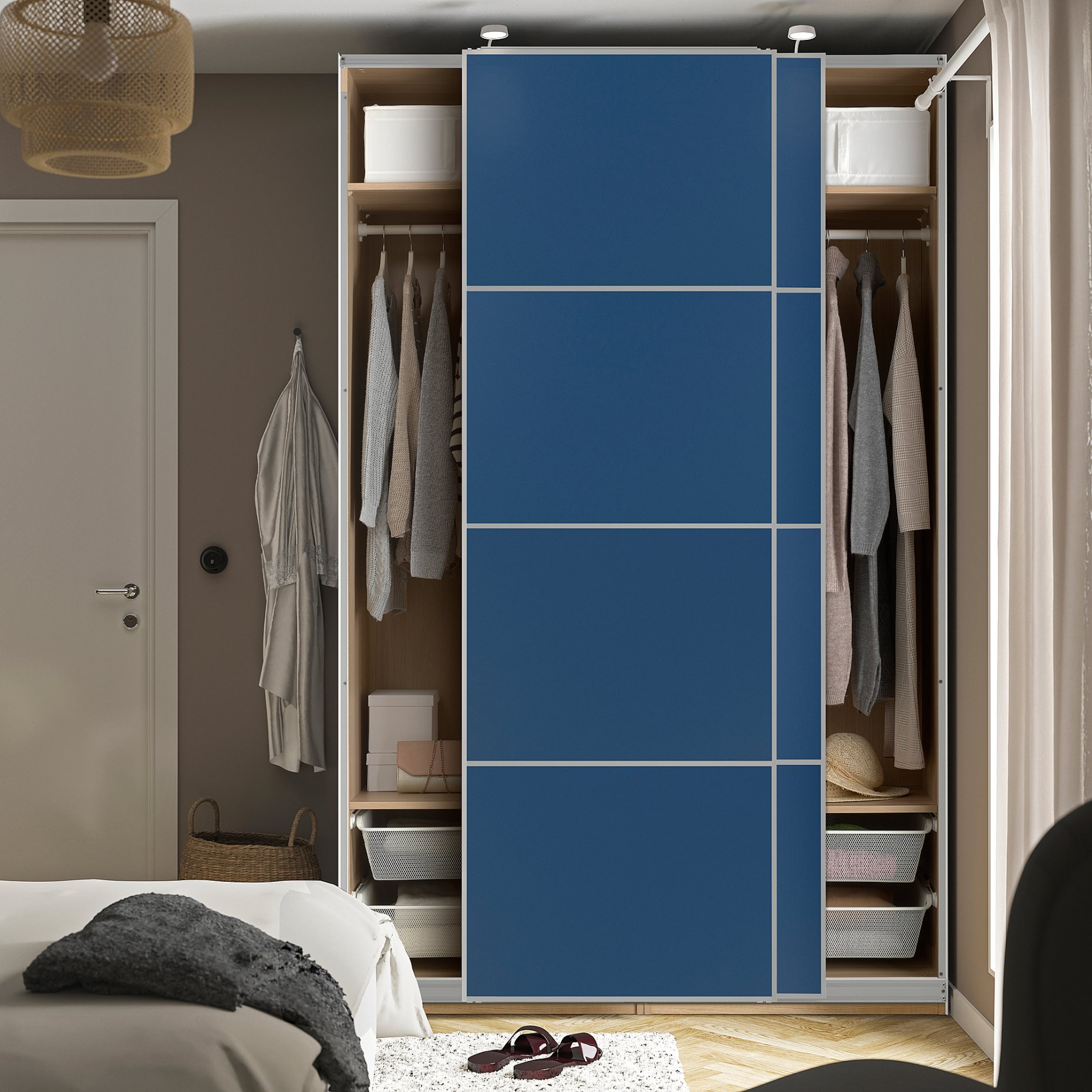 PAX/MEHAMN, wardrobe with sliding doors, 150x66x236 cm, 196.085.50