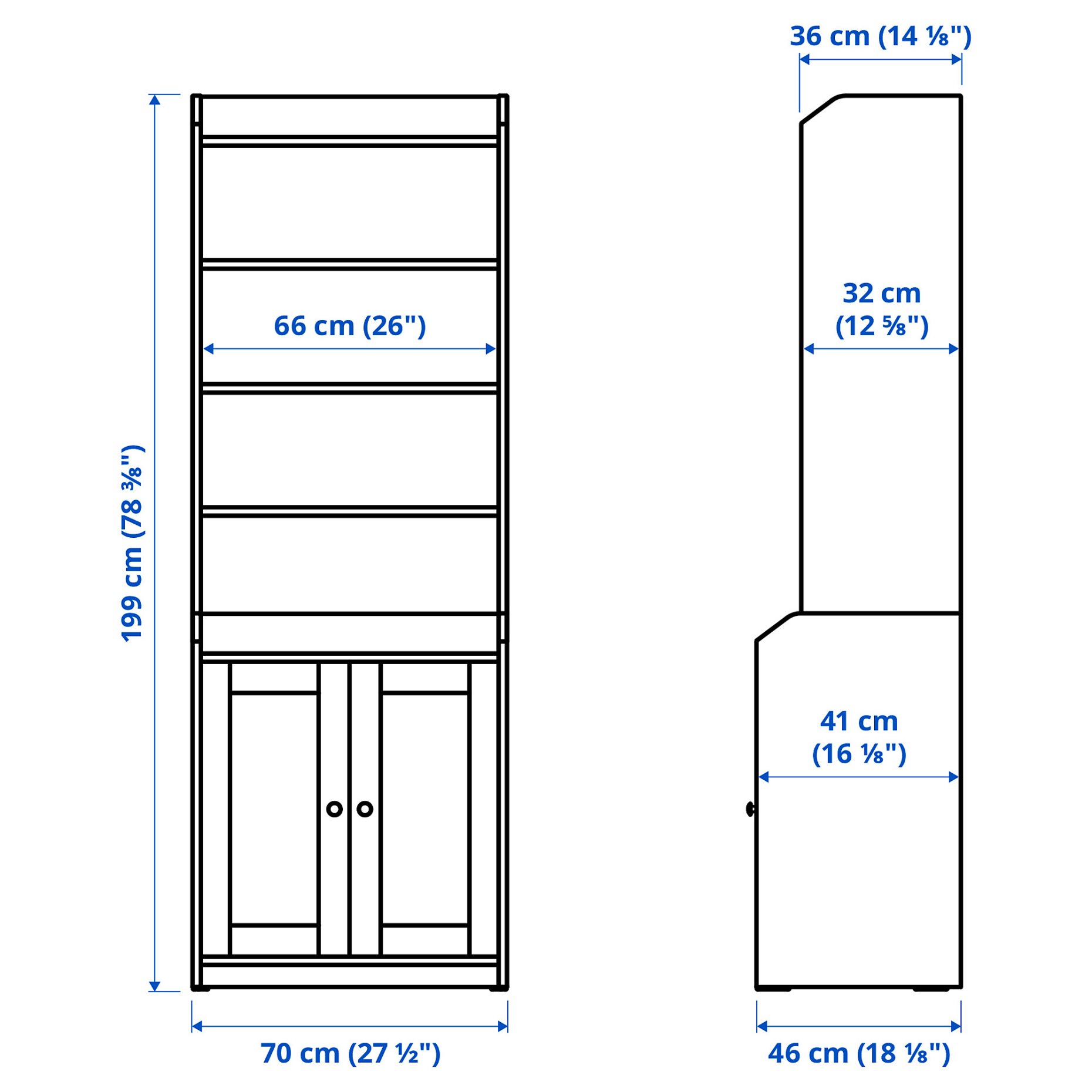 HAUGA, high cabinet with 2 doors, 70x199 cm, 204.150.46