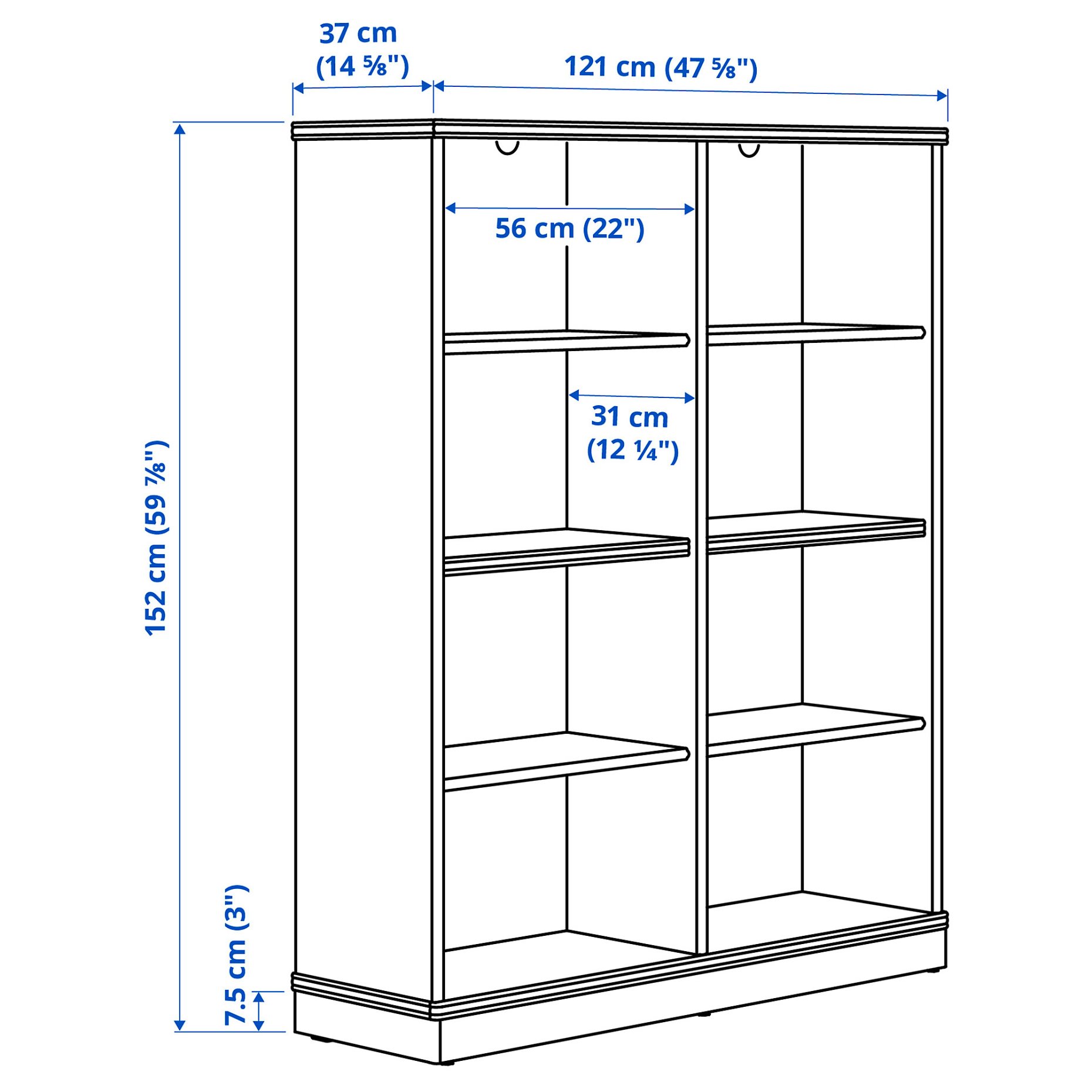 LANESUND, bookcase, 121x37x152 cm, 204.348.27