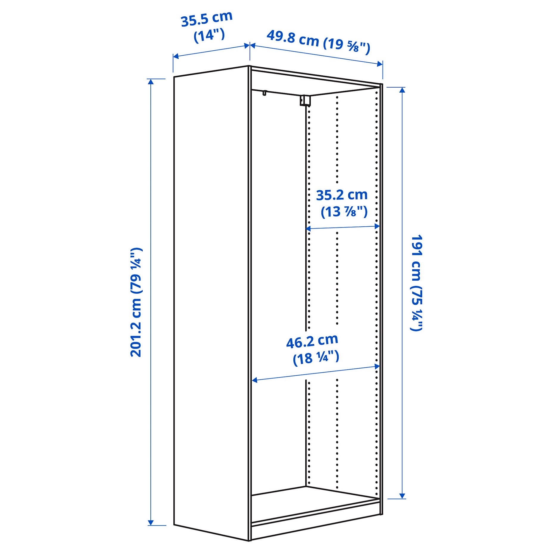 PAX, wardrobe frame, 50x35x201 cm, 204.582.10