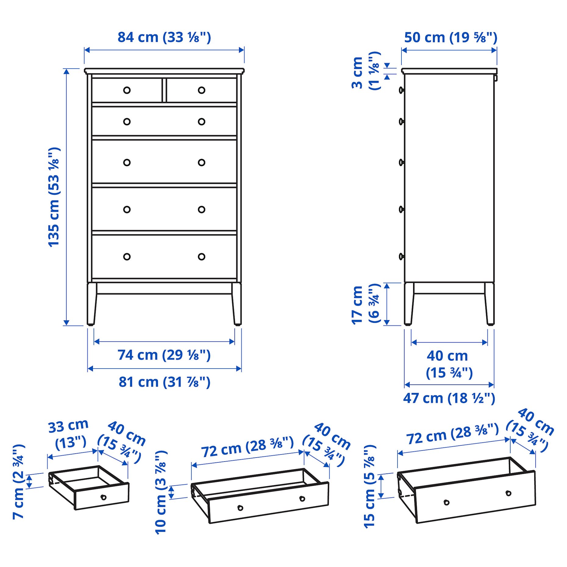 IDANÄS, chest of 6 drawers, 84x135 cm, 204.587.00