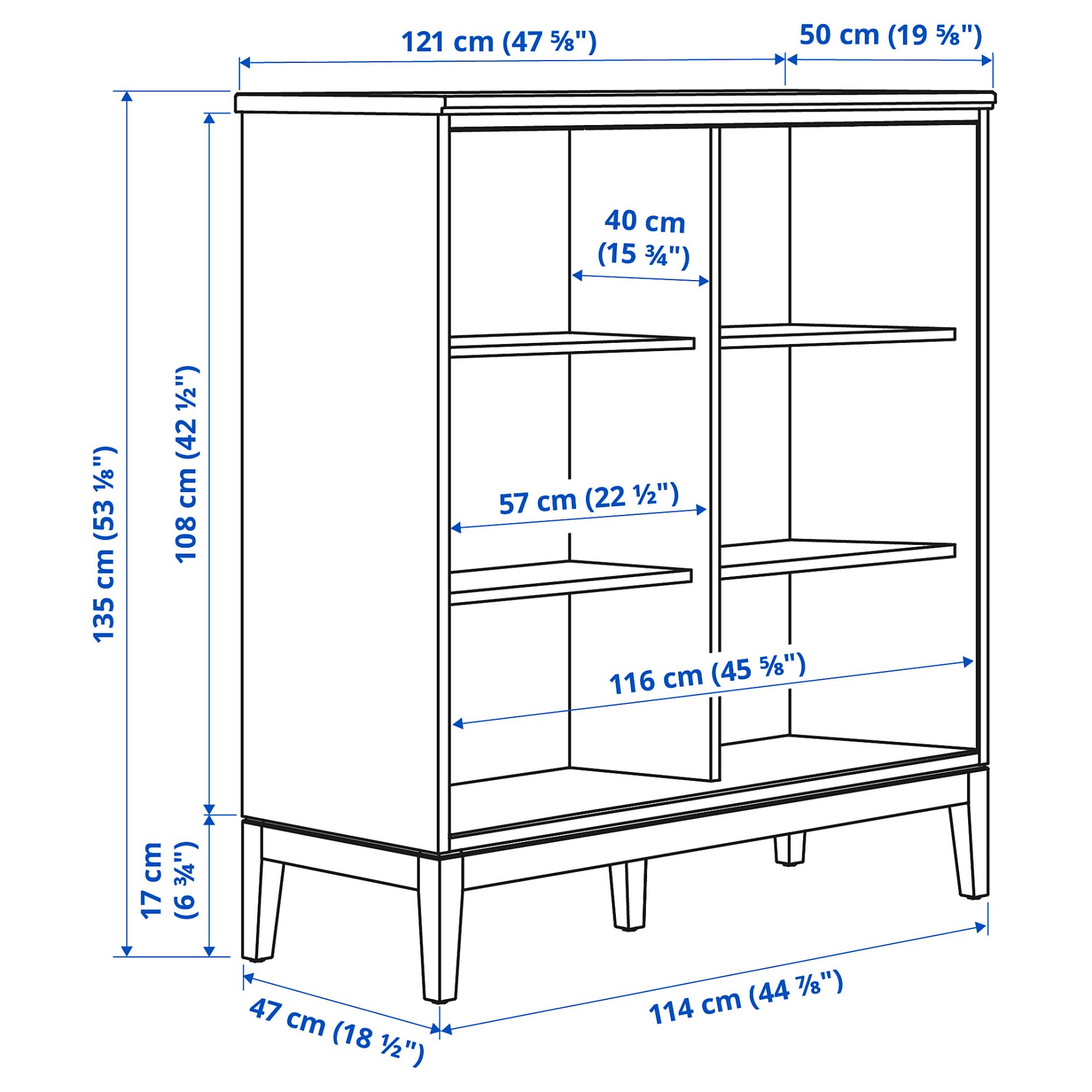 IDANÄS, cabinet with bi-folding doors, 121x135 cm, 204.588.23