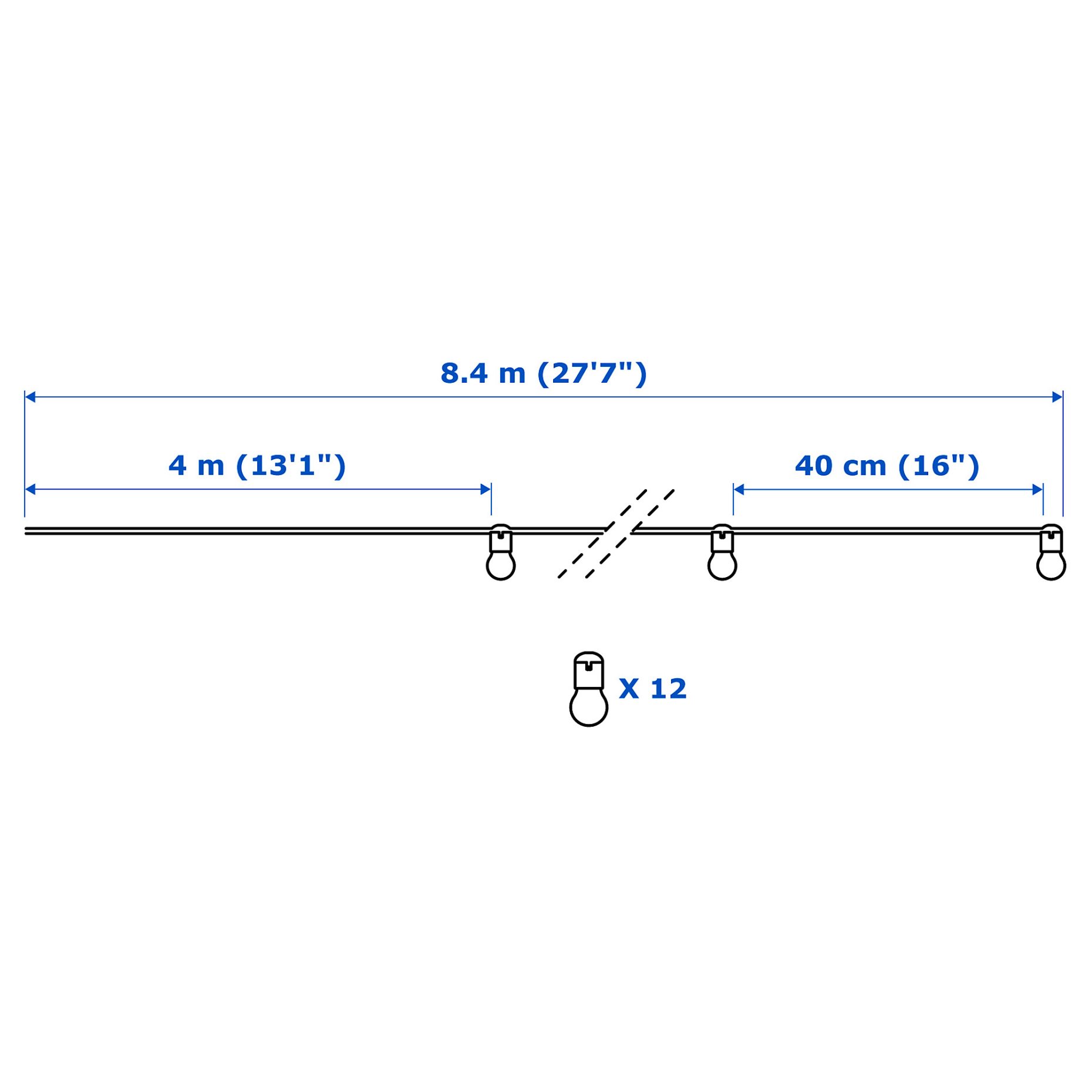 SVARTRÅ, lighting chain/12 lights with built-in LED light source/outdoor, 205.218.05