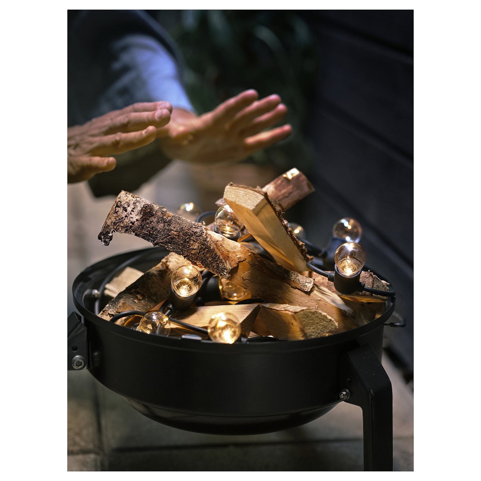 SVARTRÅ, lighting chain/12 lights with built-in LED light source/outdoor, 205.218.05