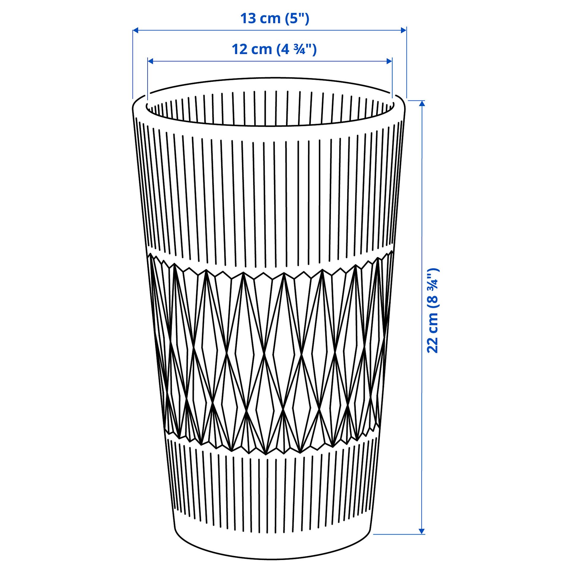 SMÄLLSPIREA, βάζο/γυαλί/με σχέδια, 22 cm, 205.421.72