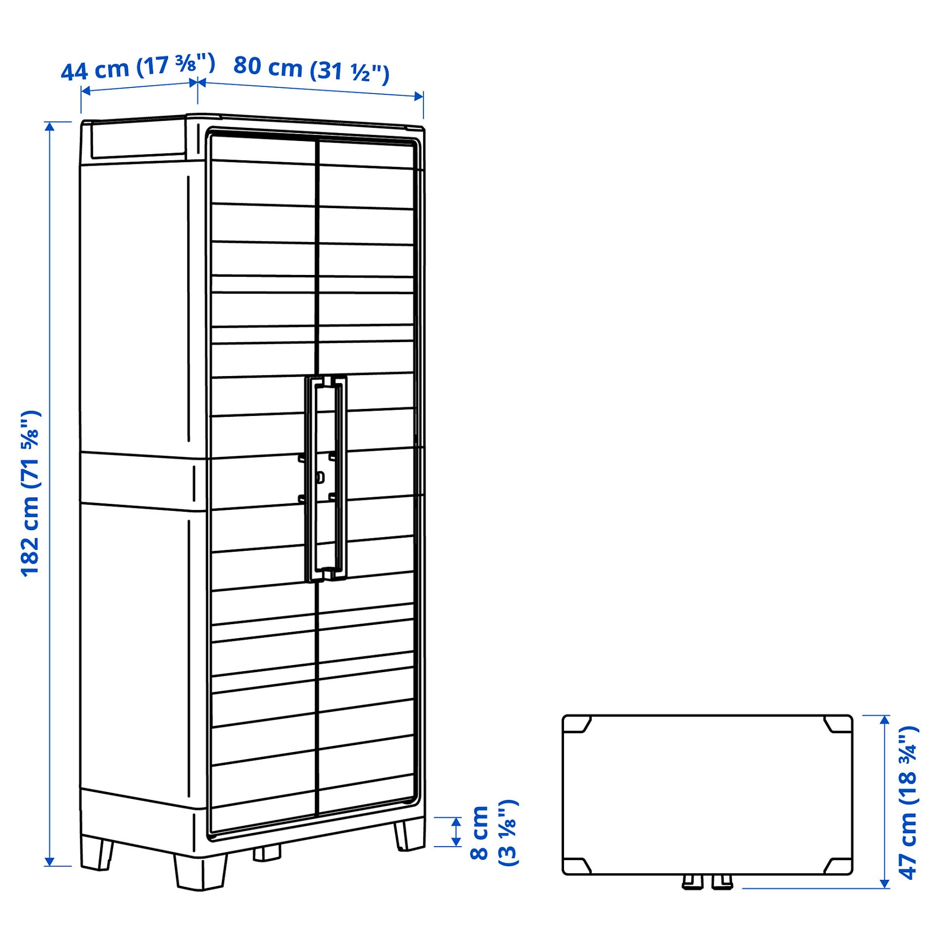 RUNMARÖ, cabinet with doors in/outdoor, 80x44x182 cm, 205.513.12