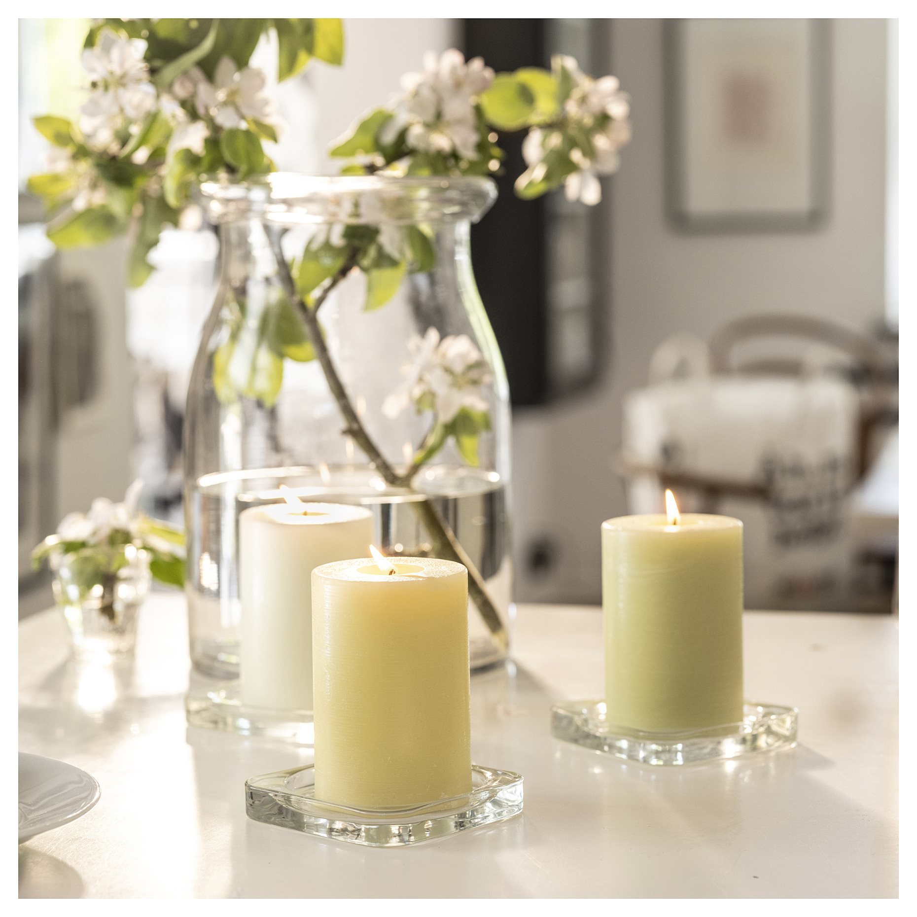 LOVSKOGSLUND, scented pillar candle, 3 pack, 205.820.64