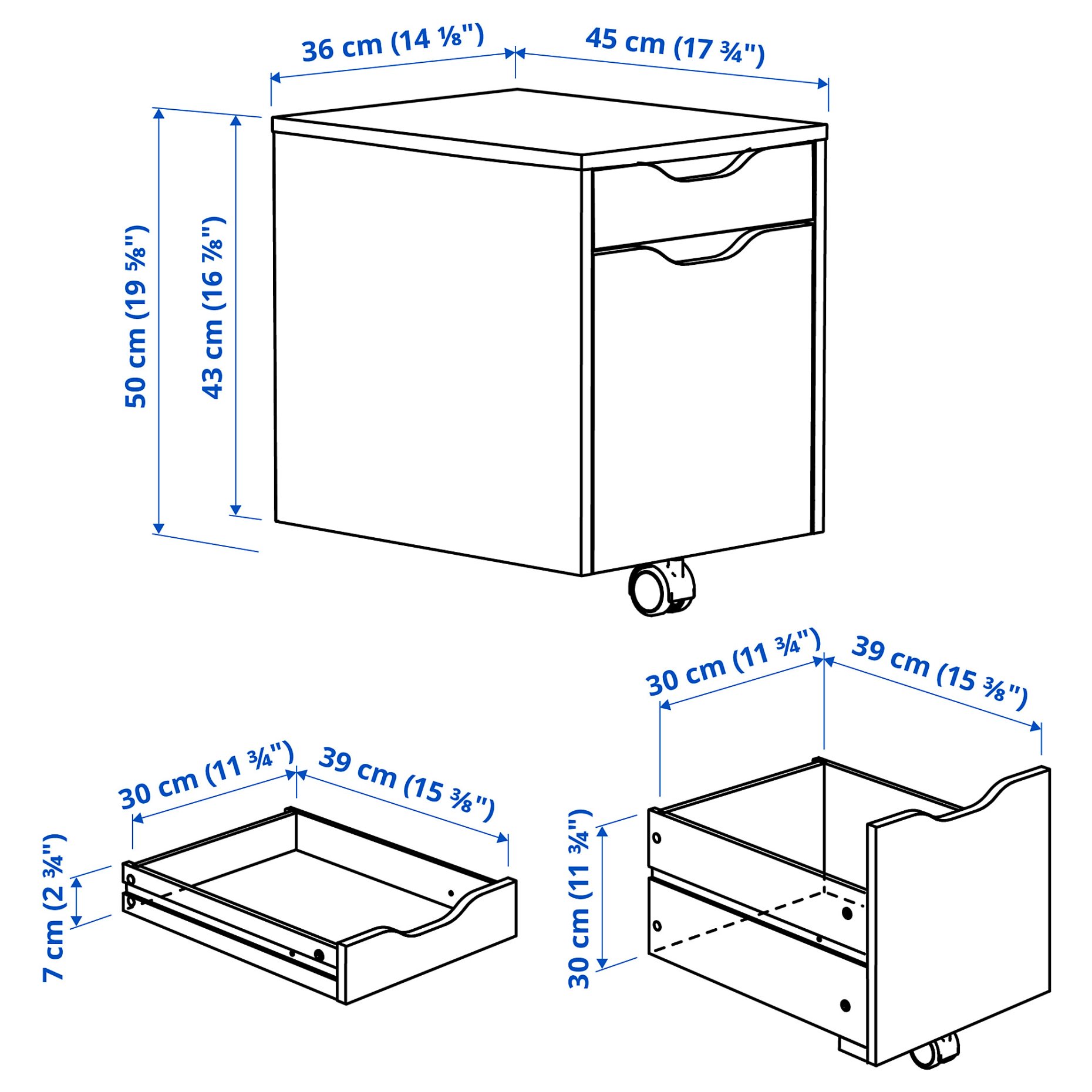 ALEX, drawer unit, 36x50 cm, 205.869.10