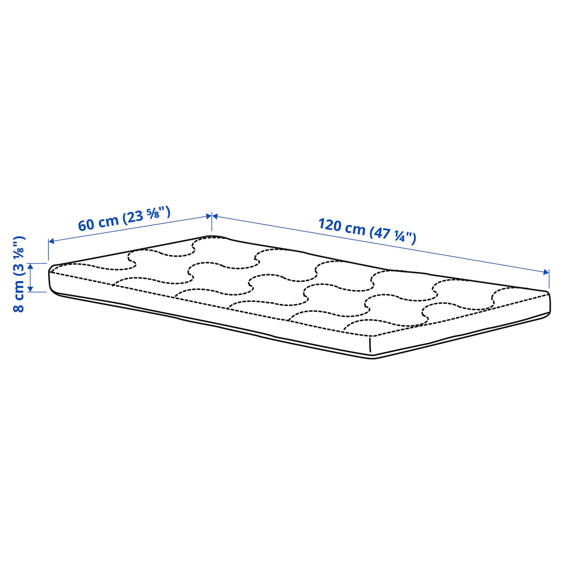 KRUMMELUR, foam mattress for cot, 60x120x8 cm, 205.934.06