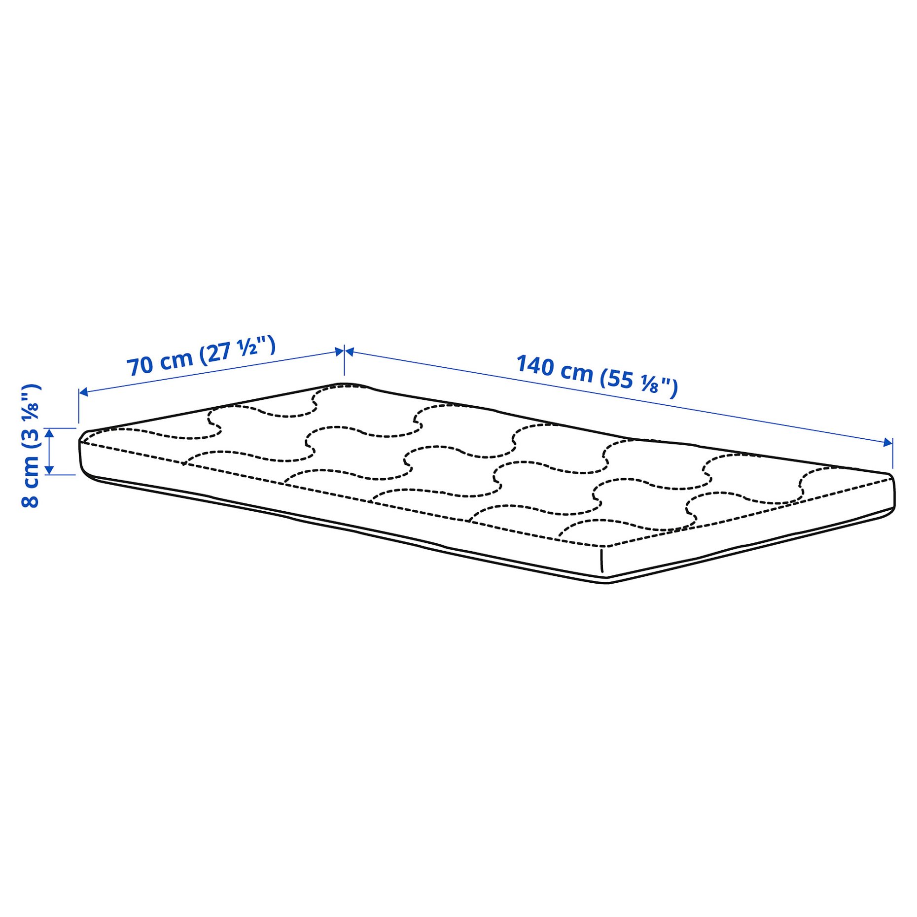 KRUMMELUR, foam mattress for cot, 70x140x8 cm, 205.934.11