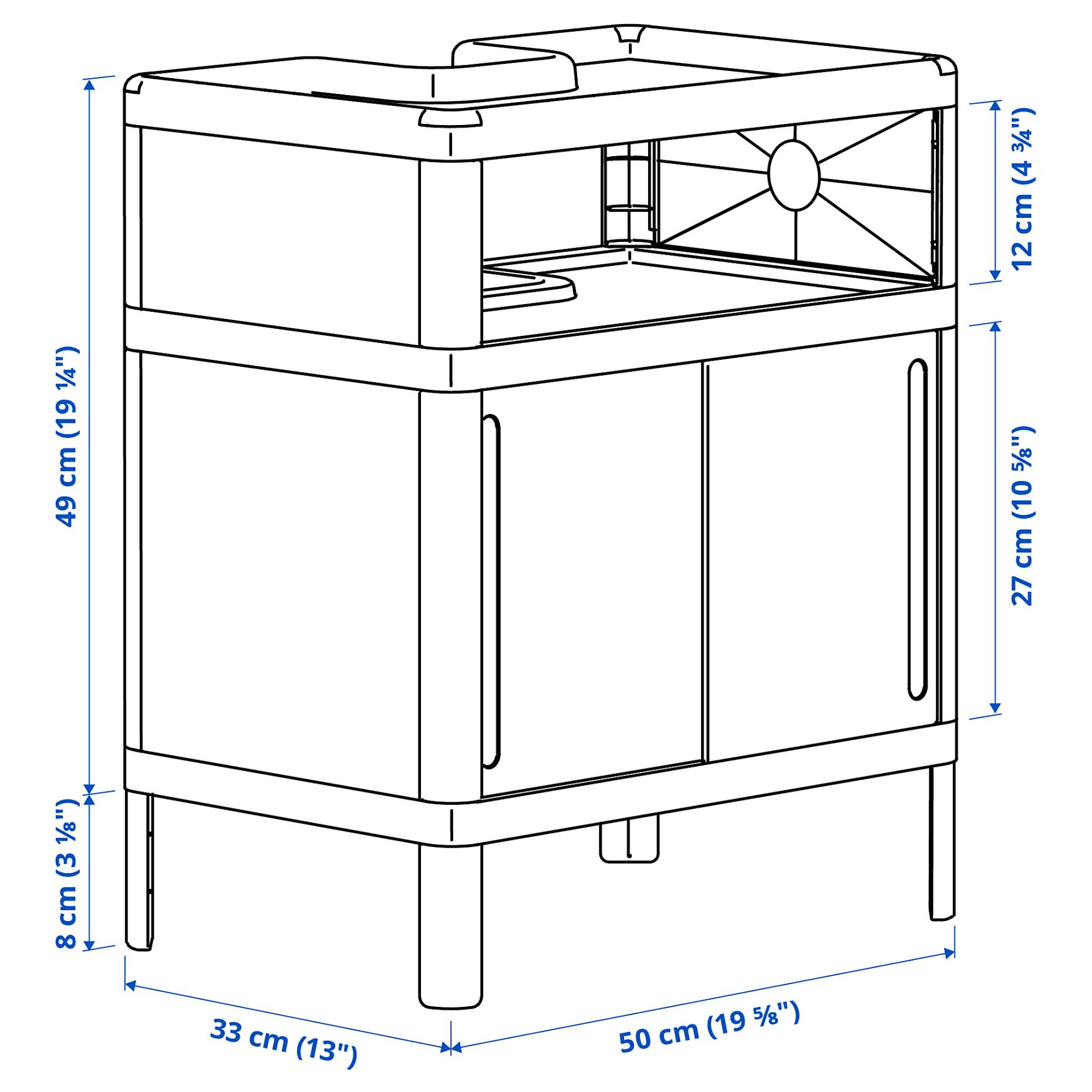 IVÖSJÖN, wash-basin base cabinet with sliding doors, 50x33x57 cm, 205.972.92