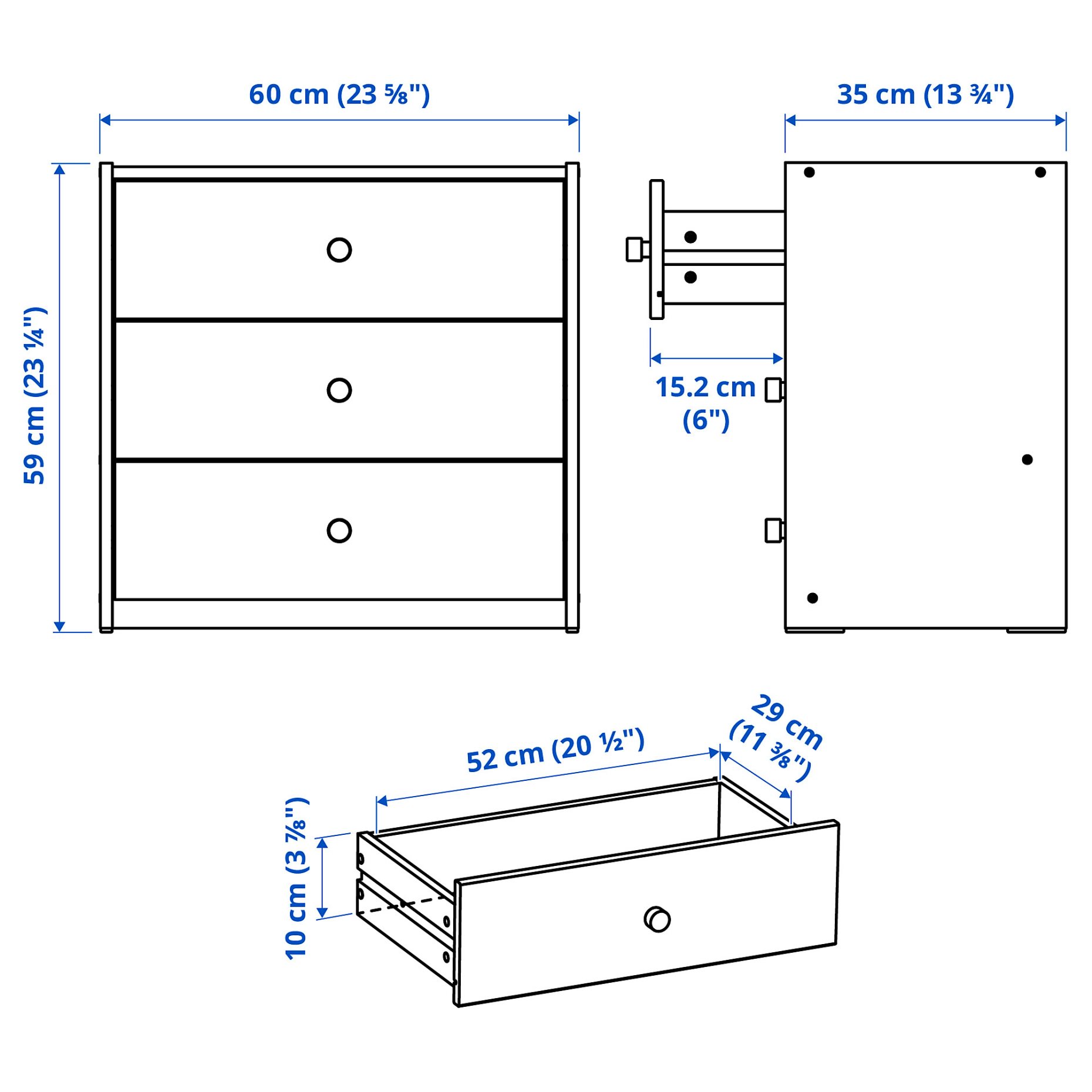RAST, chest of 3 drawers, 60x59 cm, 206.098.60